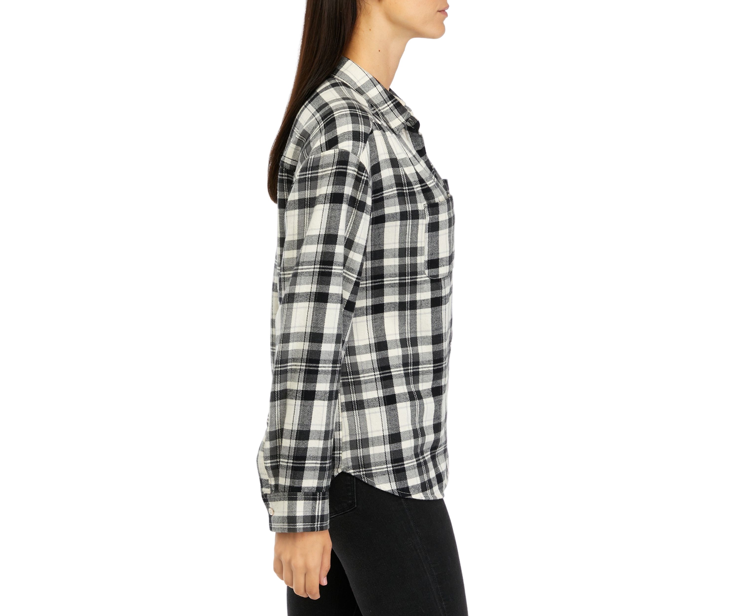 Womens Long Sleeve Yarn Dyed Boyfriend Shirt