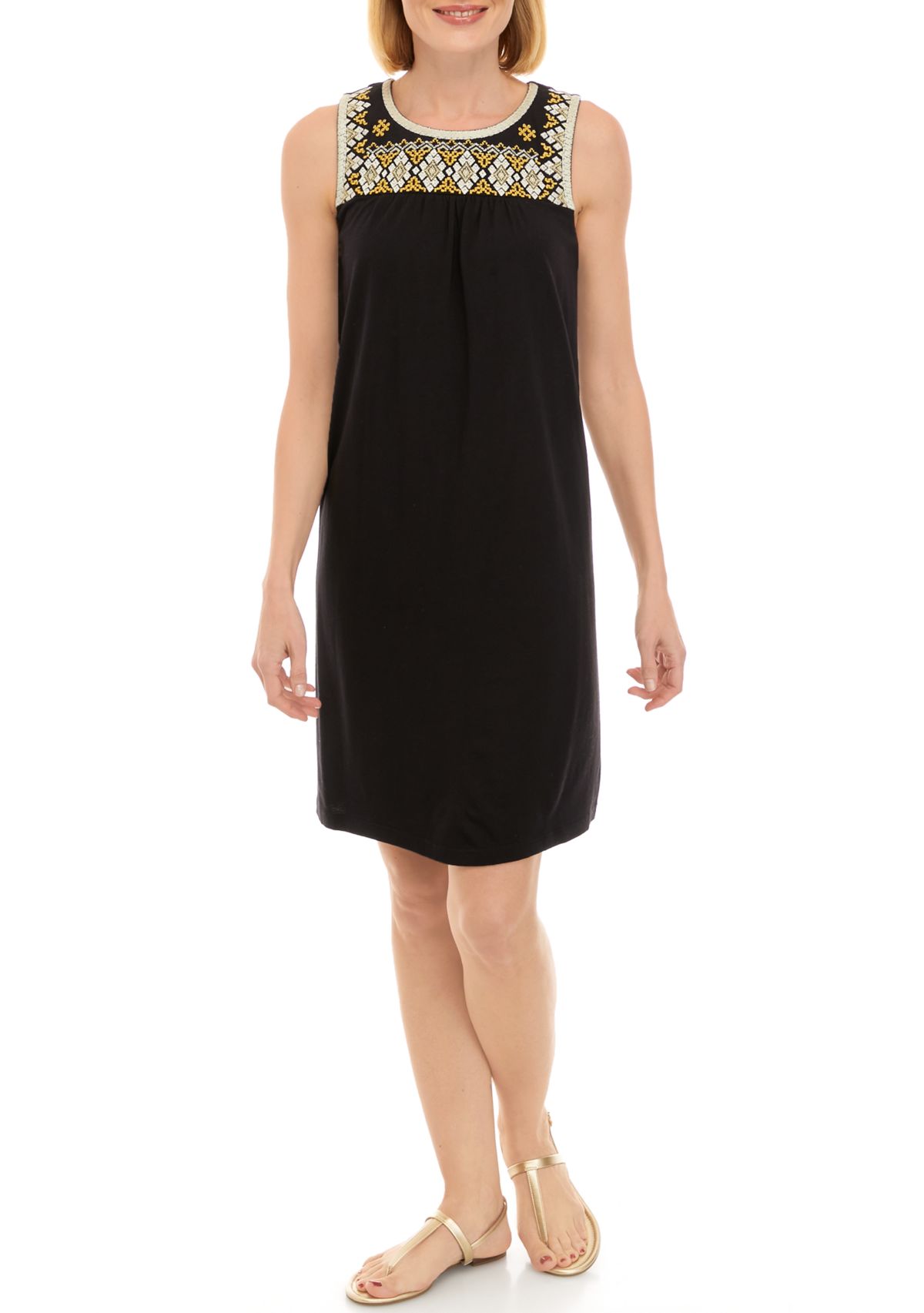 Womens Embroidered Yoke Dress