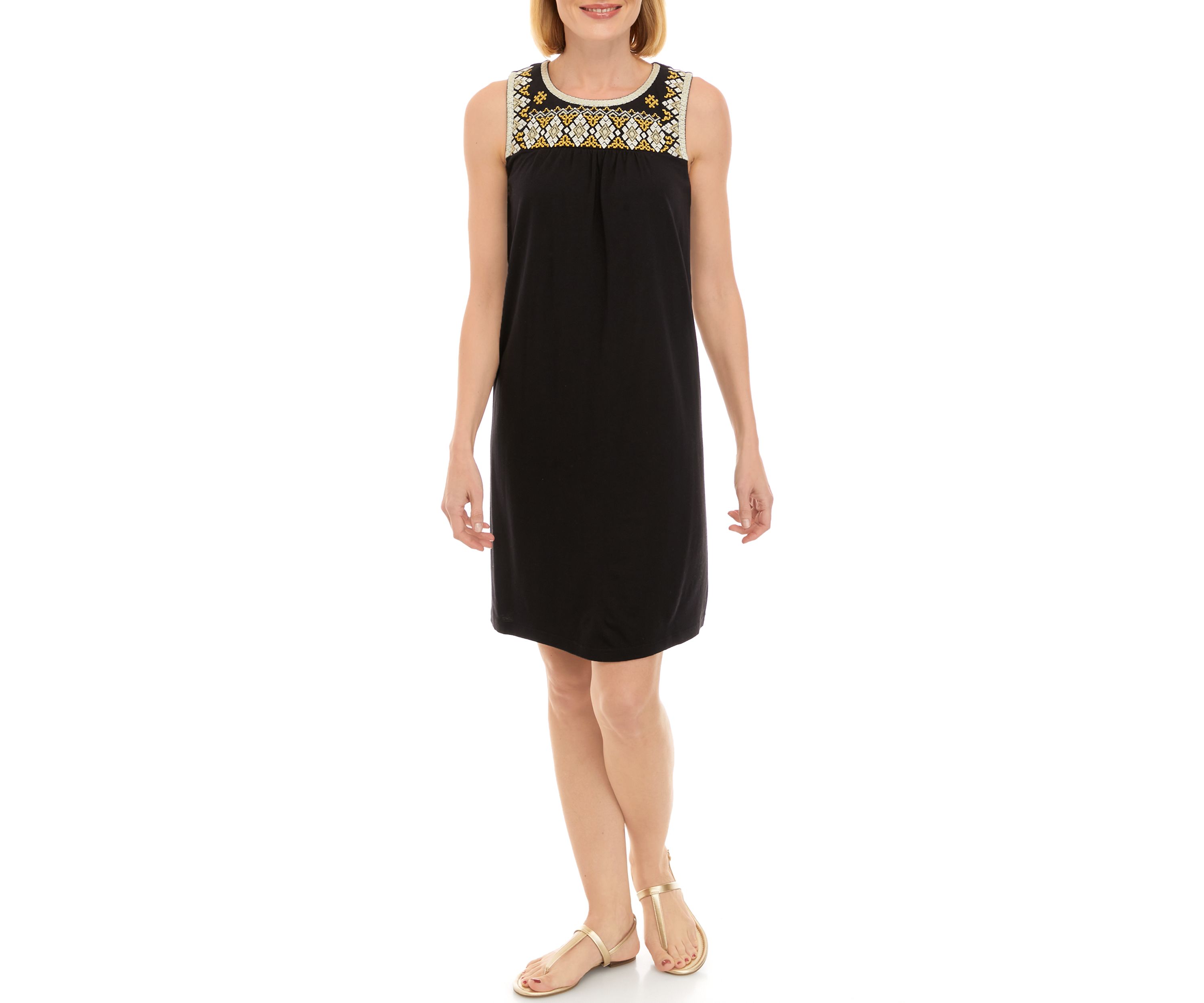 Womens Embroidered Yoke Dress