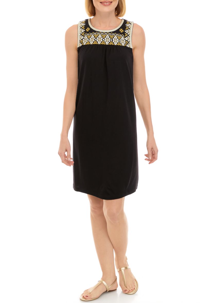 Womens Embroidered Yoke Dress