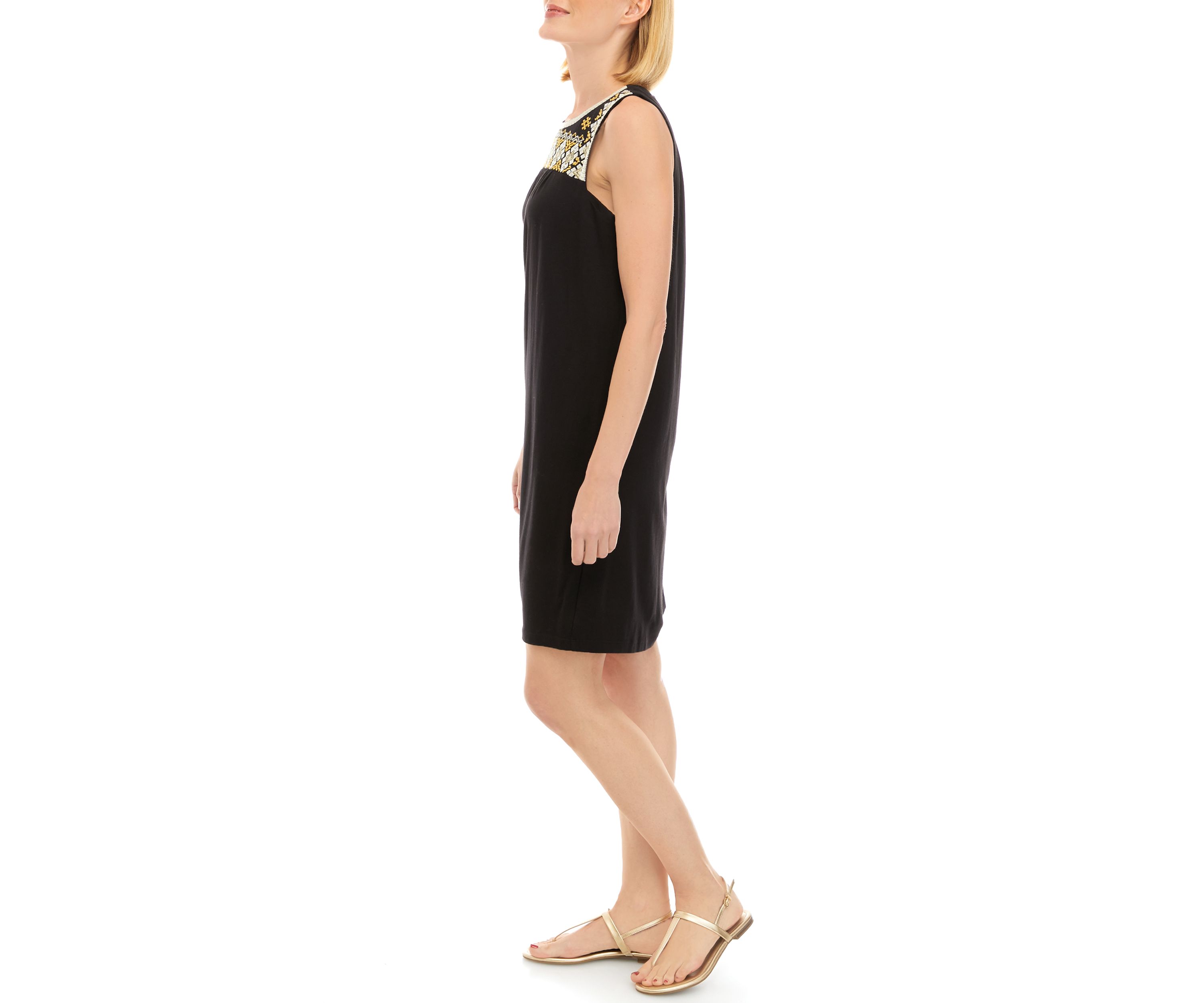 Womens Embroidered Yoke Dress