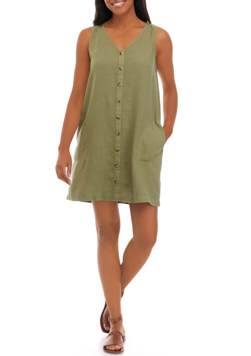 Womens Button Front Tank Dress