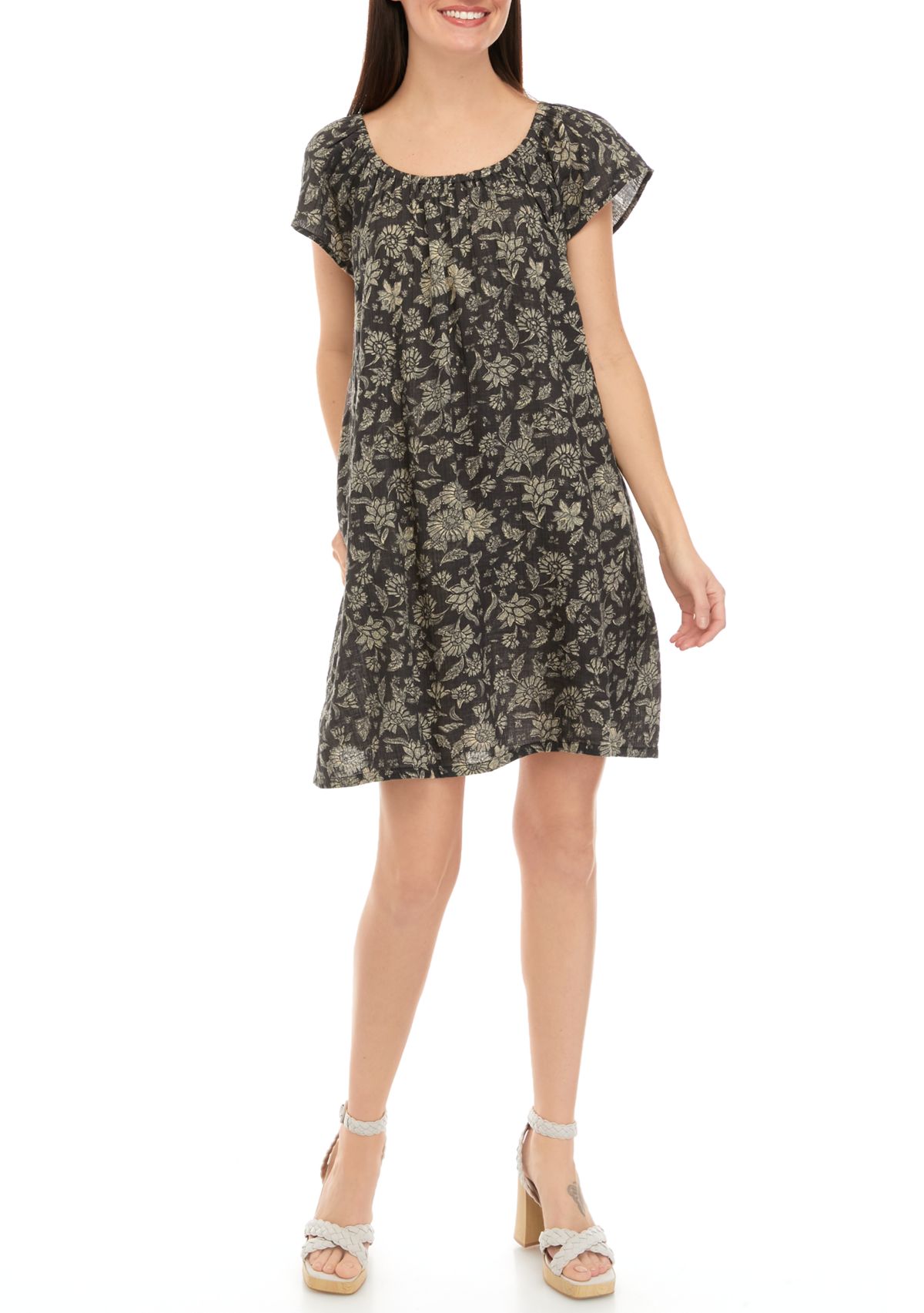 Womens Flutter Sleeve Printed Dress
