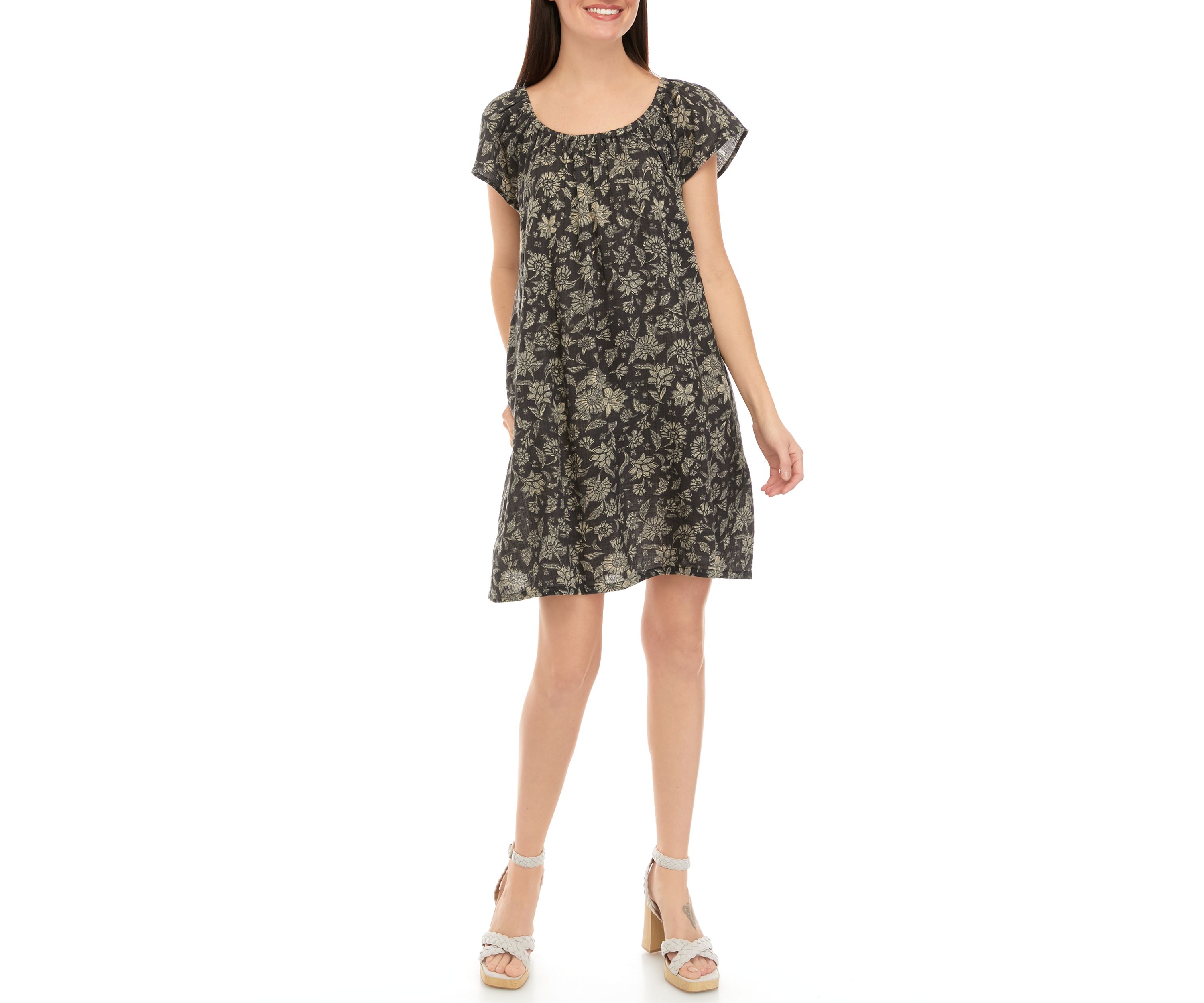 Womens Flutter Sleeve Printed Dress