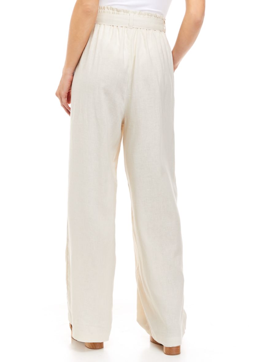 Womens Paper Bag Wide Leg Pants