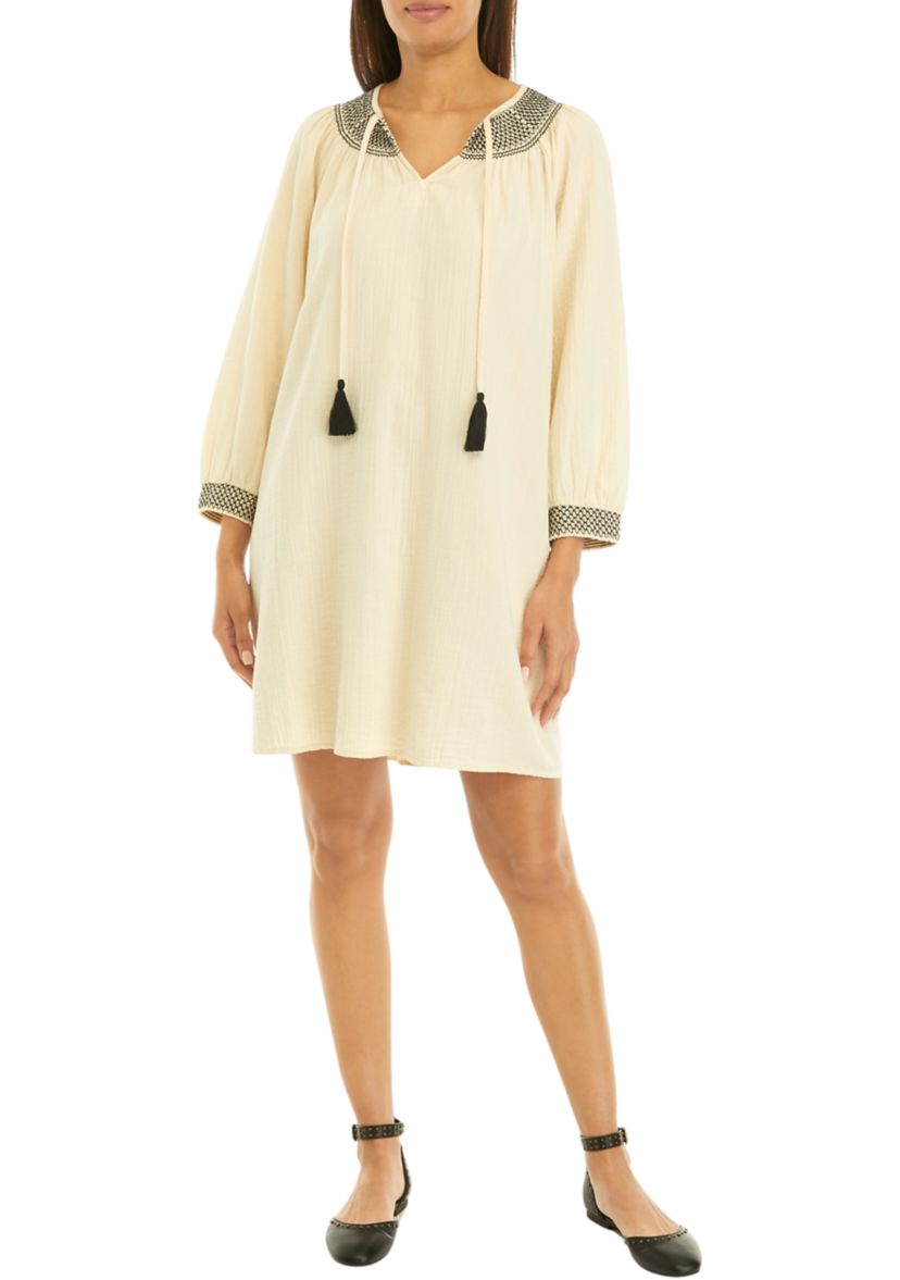 Womens Gauze Flutter Sleeve Midi Dress