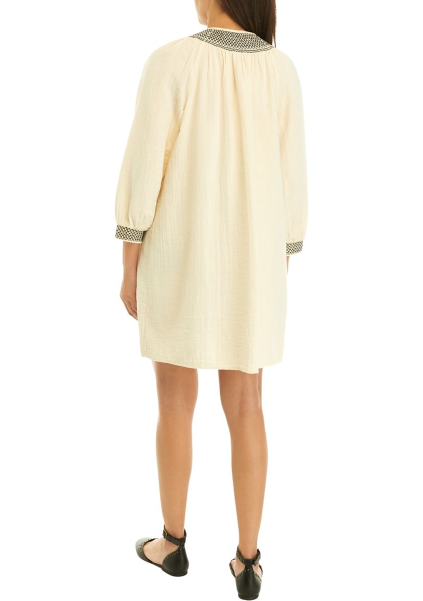 Womens Gauze Flutter Sleeve Midi Dress