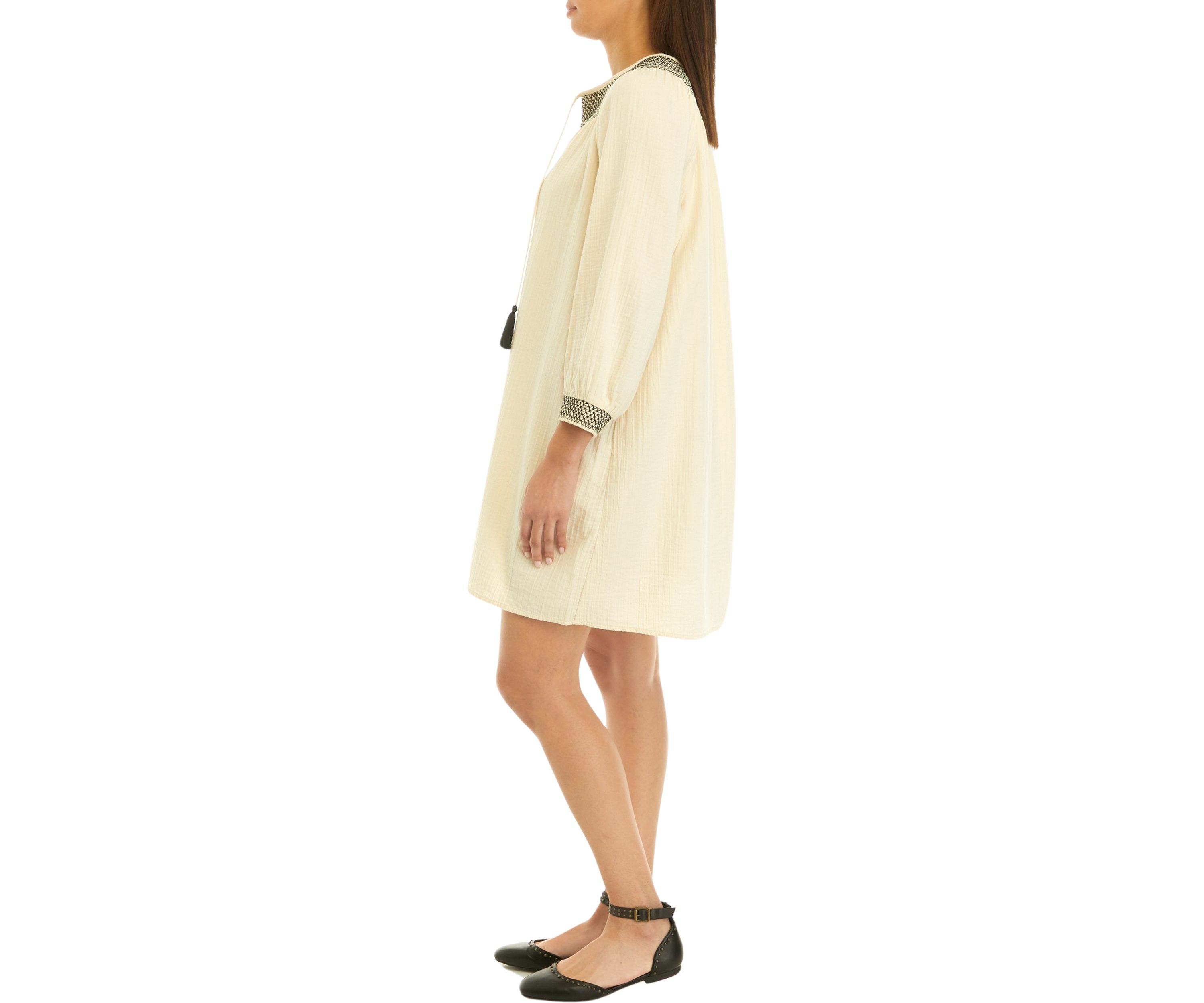 Womens Gauze Flutter Sleeve Midi Dress