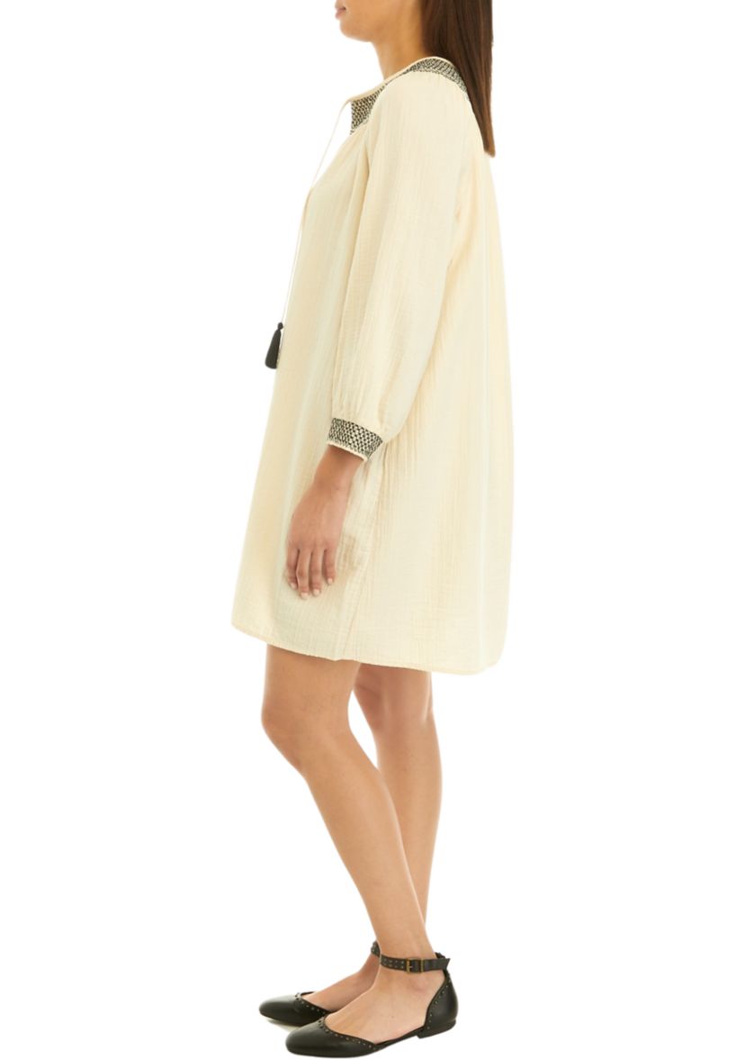 Womens Gauze Flutter Sleeve Midi Dress