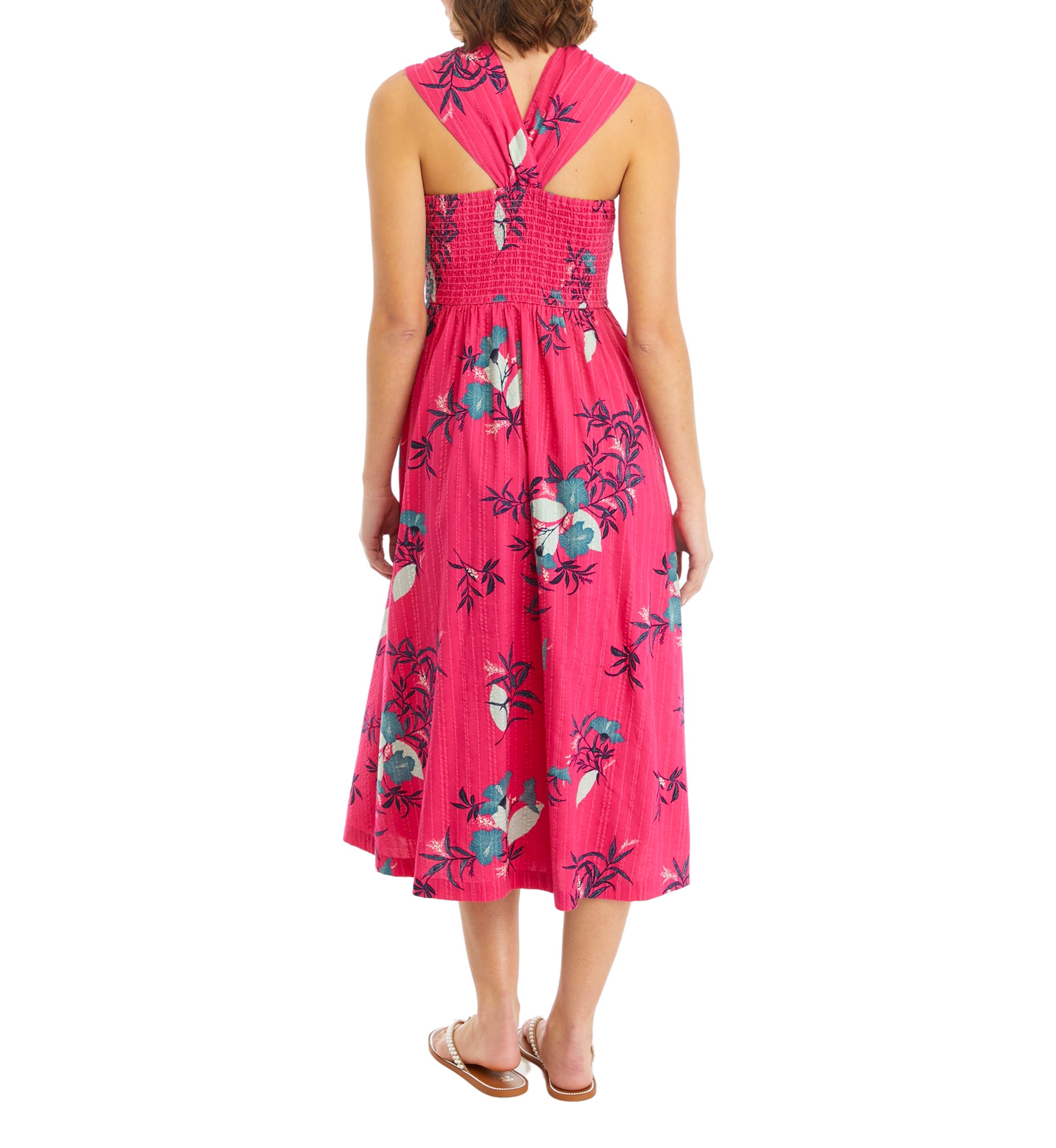 Womens Printed Halter Midi Dress