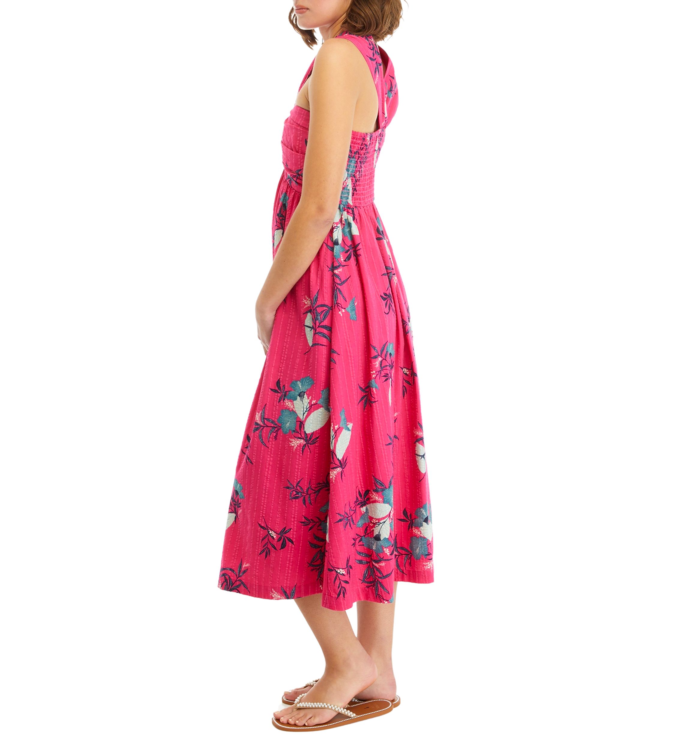 Womens Printed Halter Midi Dress