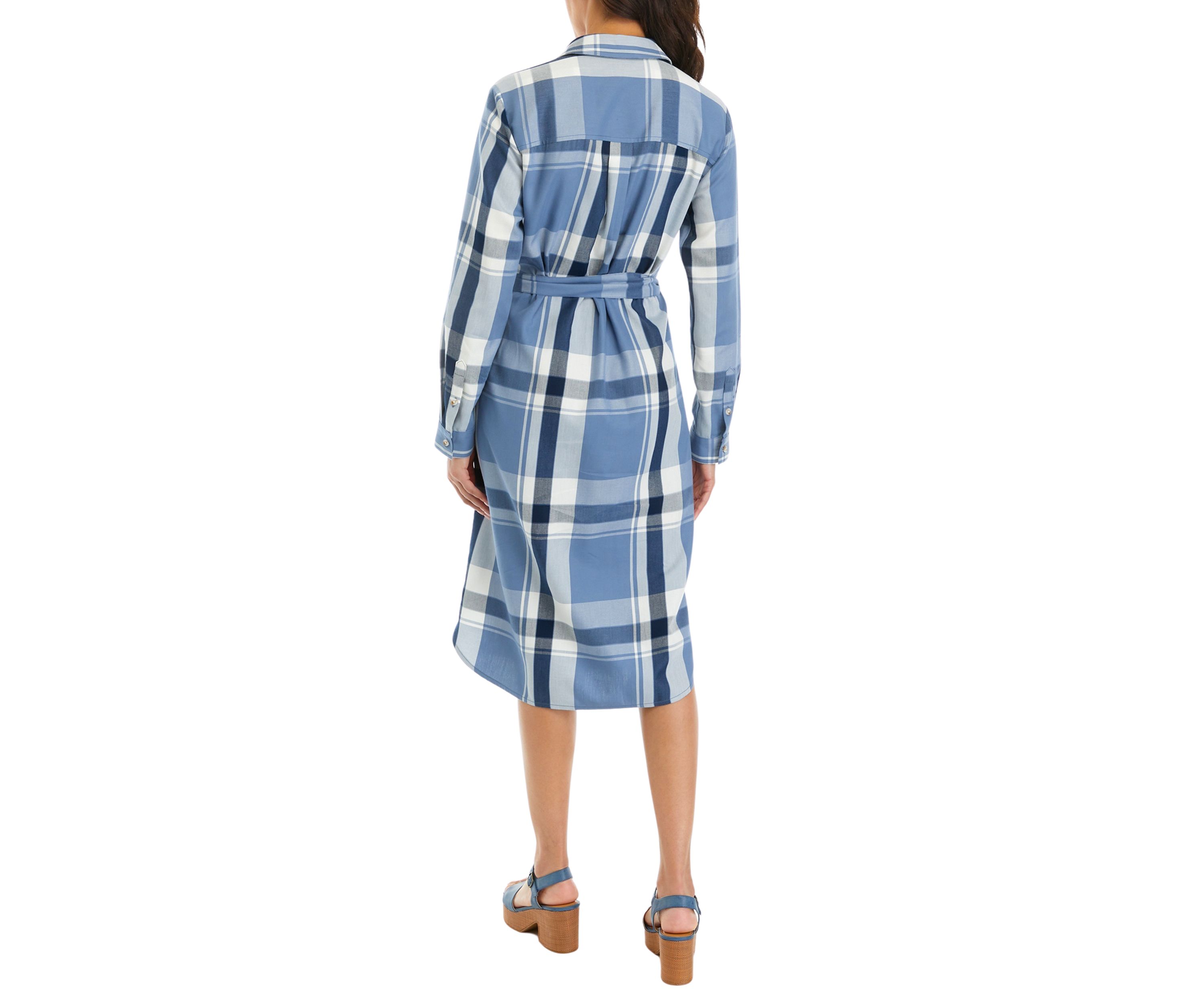 Womens Long Sleeve Plaid Shirtdress