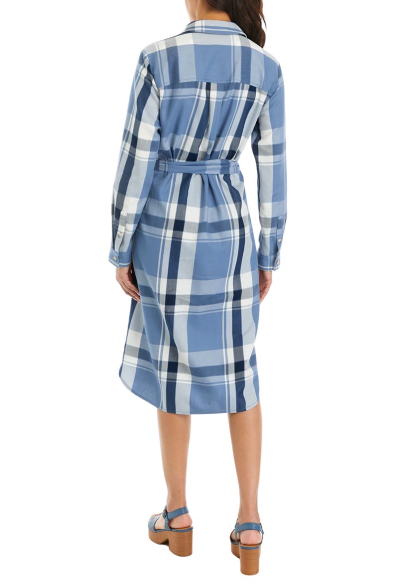 Womens Long Sleeve Plaid Shirtdress