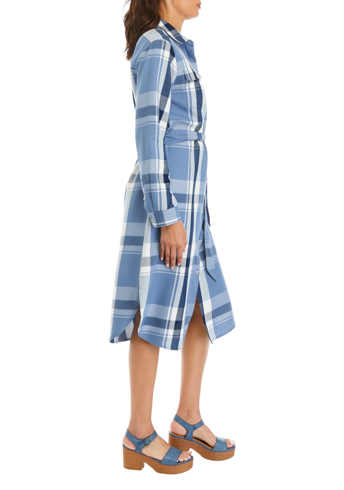 Womens Long Sleeve Plaid Shirtdress