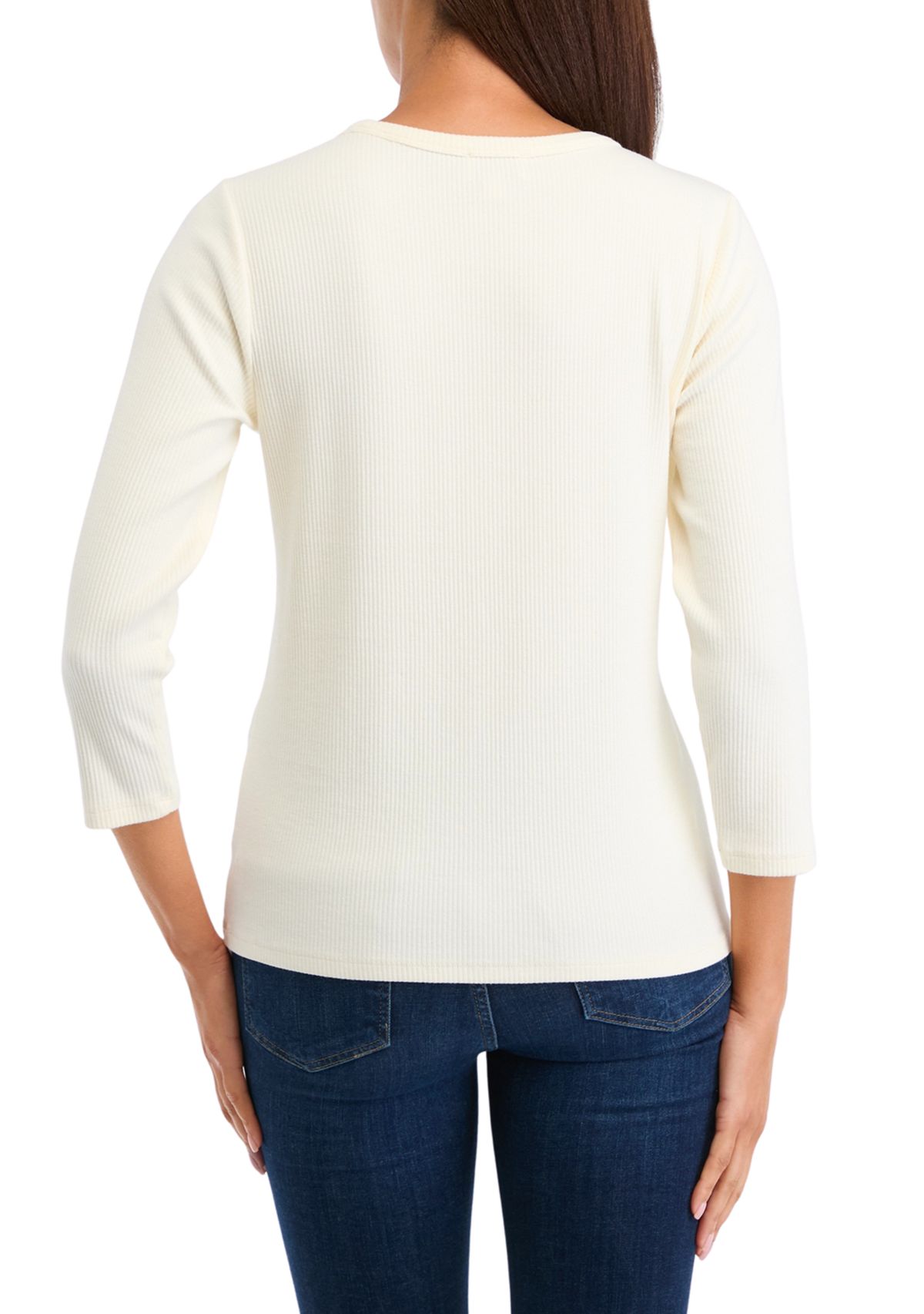 Womens Long Sleeve Solid Ribbed T-Shirt