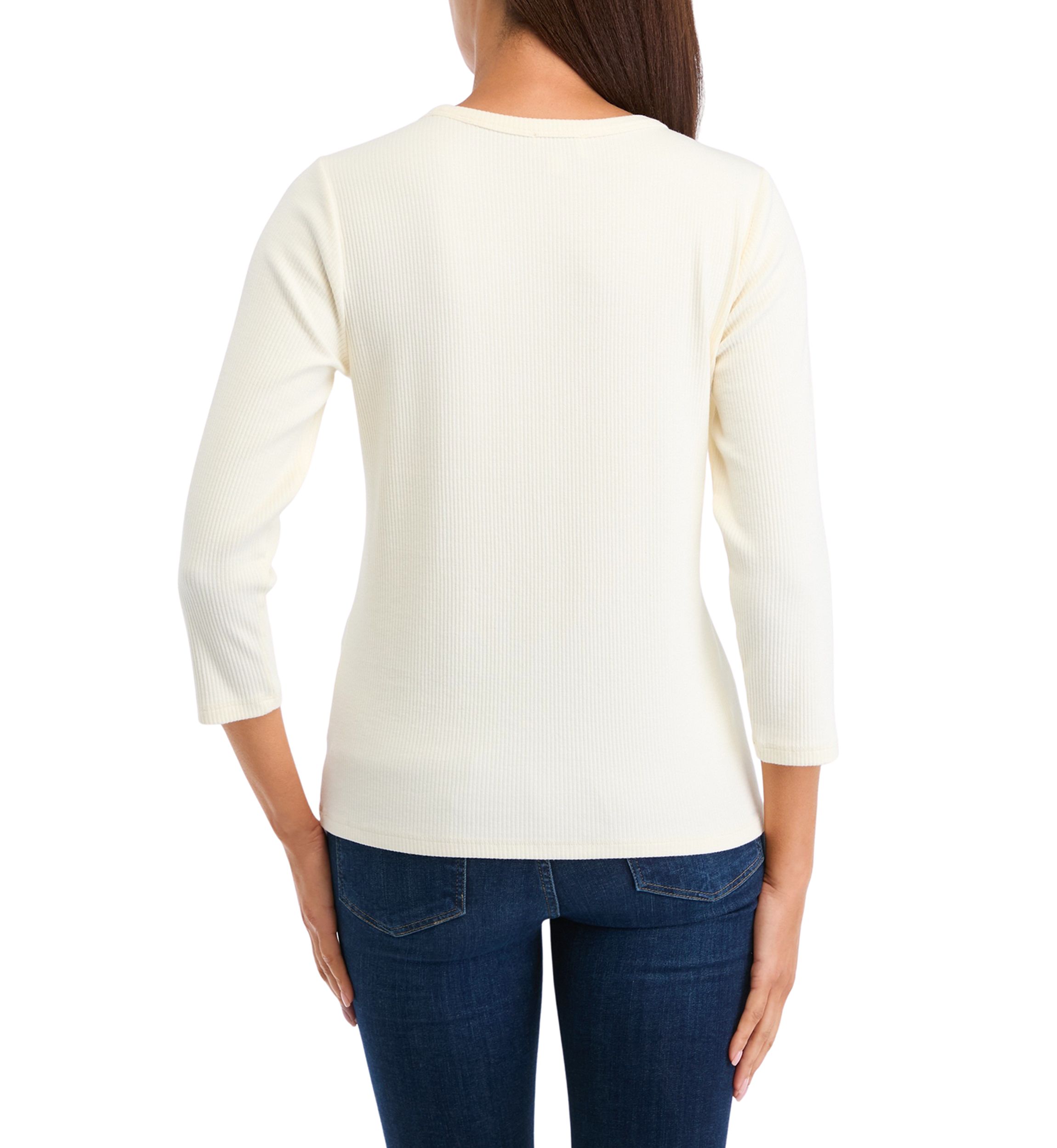 Womens Long Sleeve Solid Ribbed T-Shirt
