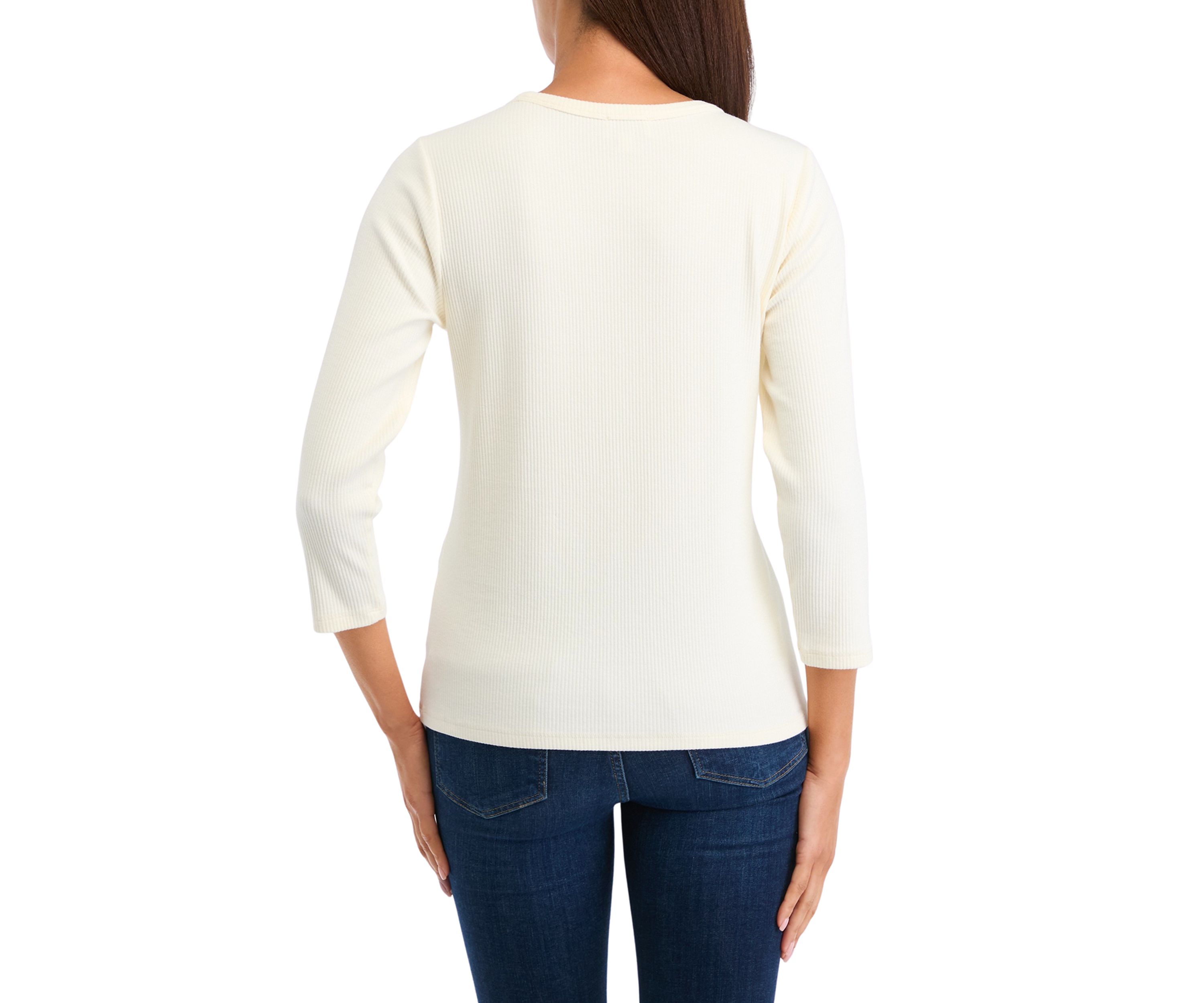 Womens Long Sleeve Solid Ribbed T-Shirt
