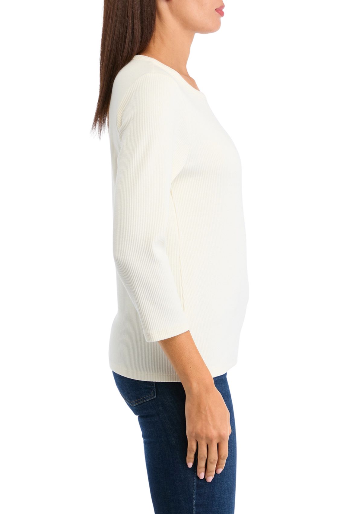 Womens Long Sleeve Solid Ribbed T-Shirt