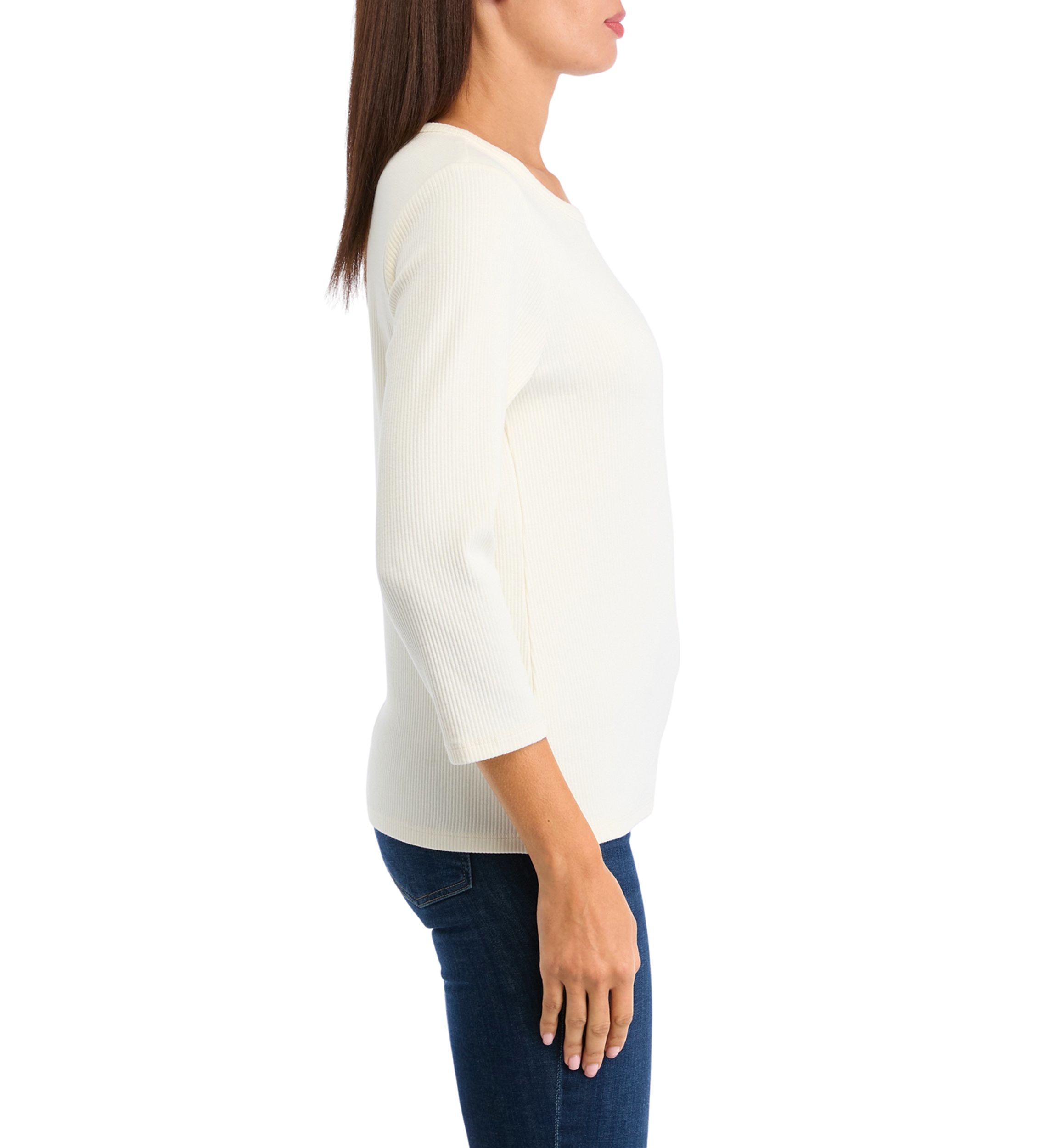 Womens Long Sleeve Solid Ribbed T-Shirt
