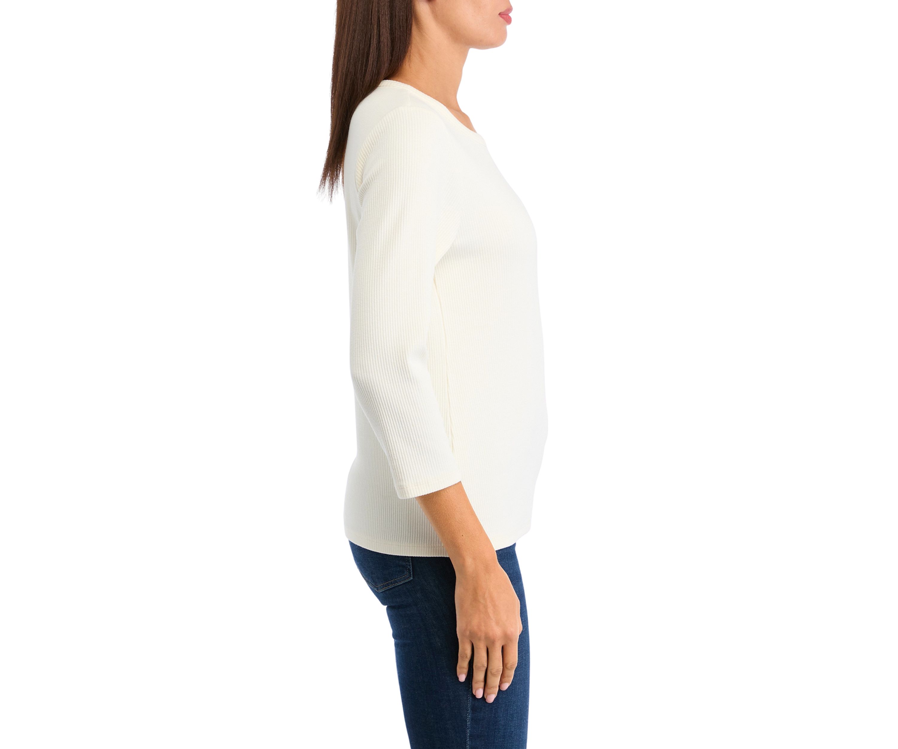 Womens Long Sleeve Solid Ribbed T-Shirt
