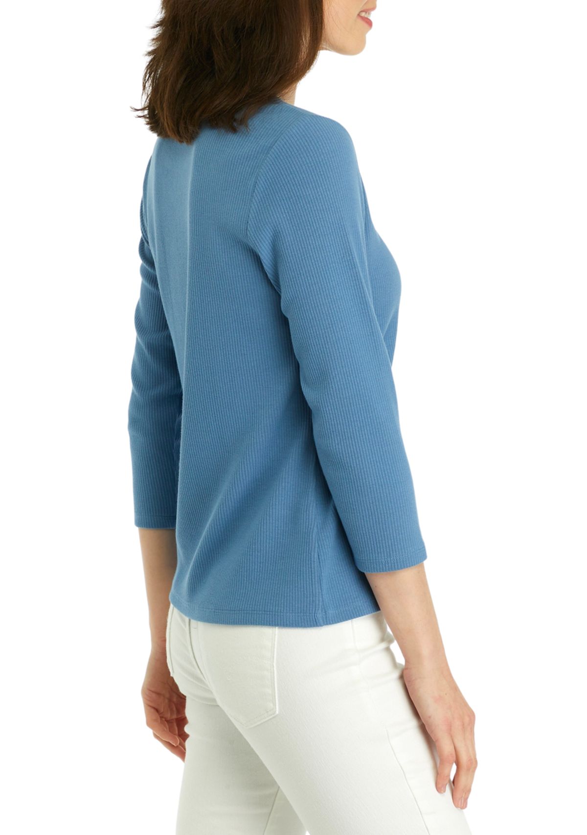 Womens Long Sleeve Solid Ribbed T-Shirt