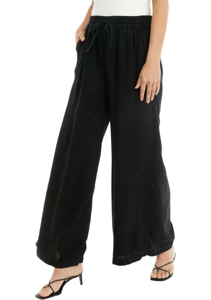 Womens Linen Blend Palazzo Pants