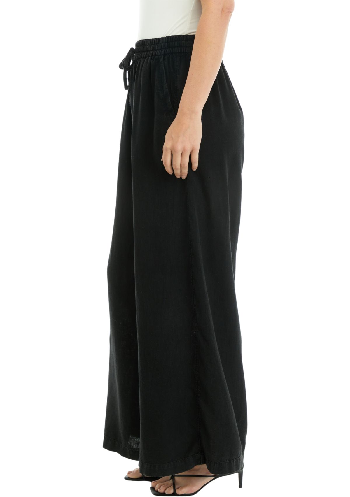 Womens Linen Blend Palazzo Pants