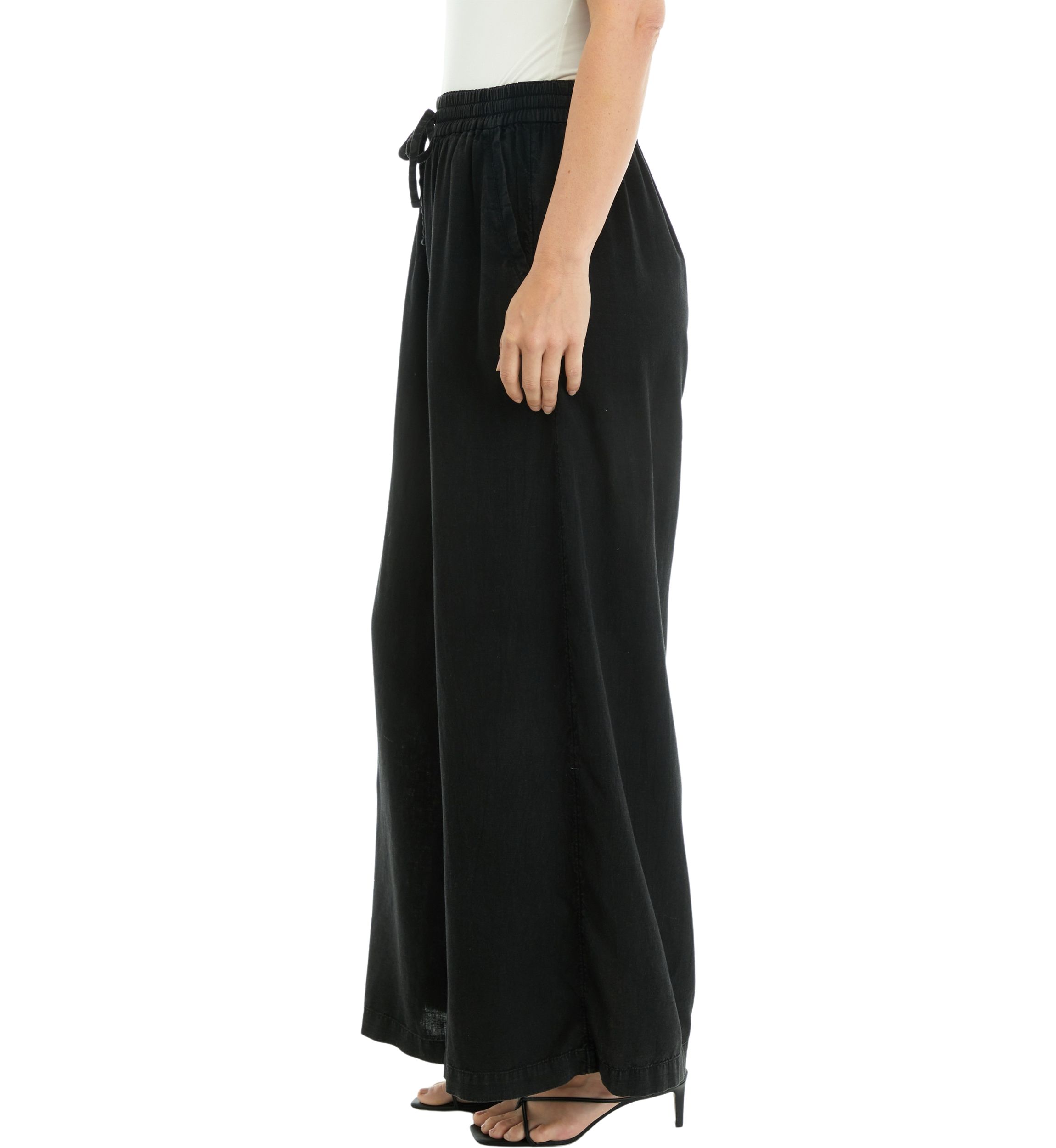 Womens Linen Blend Palazzo Pants
