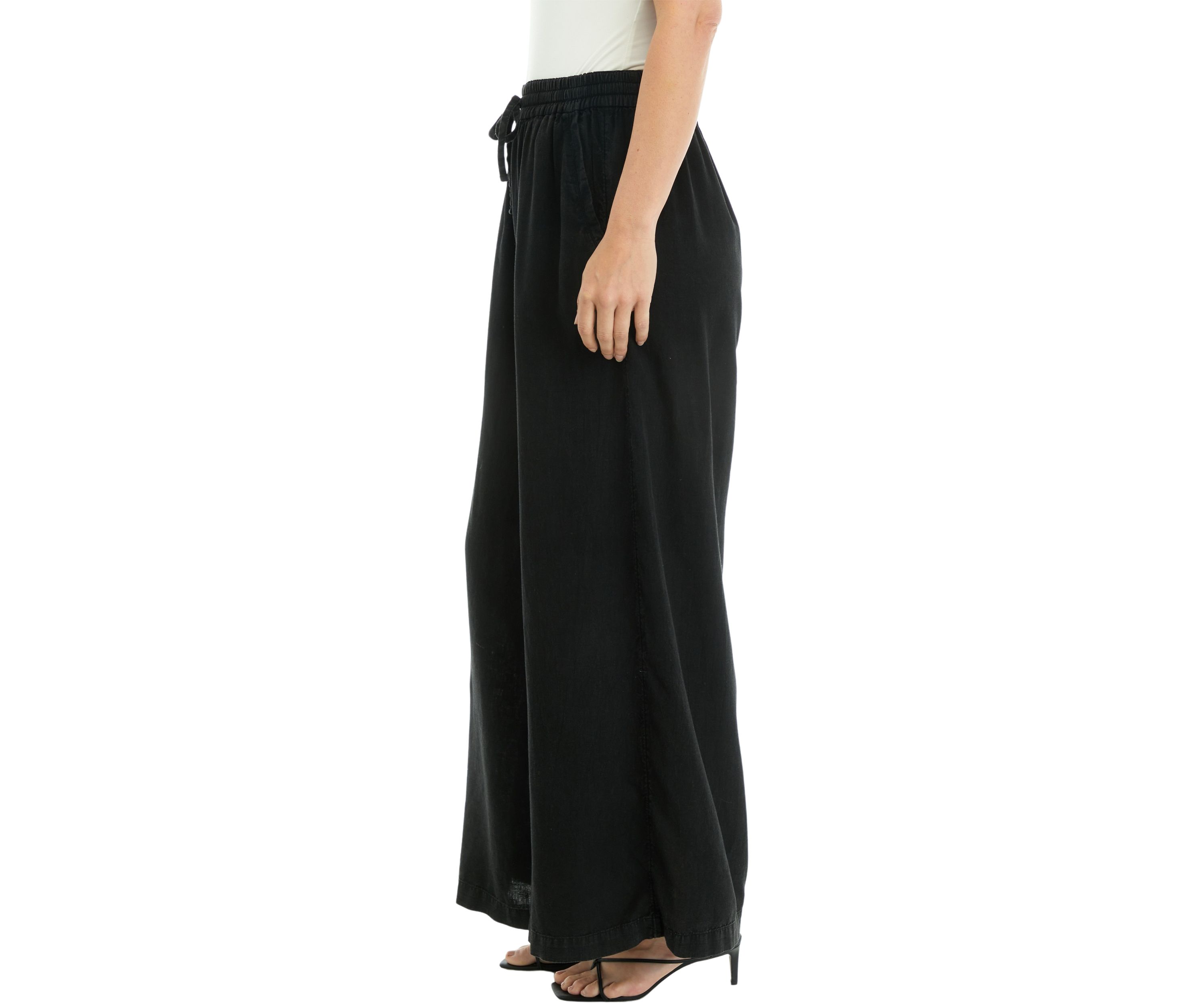 Womens Linen Blend Palazzo Pants