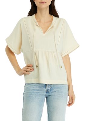Wonderly Women's Relaxed Gauze Peasant Top | belk