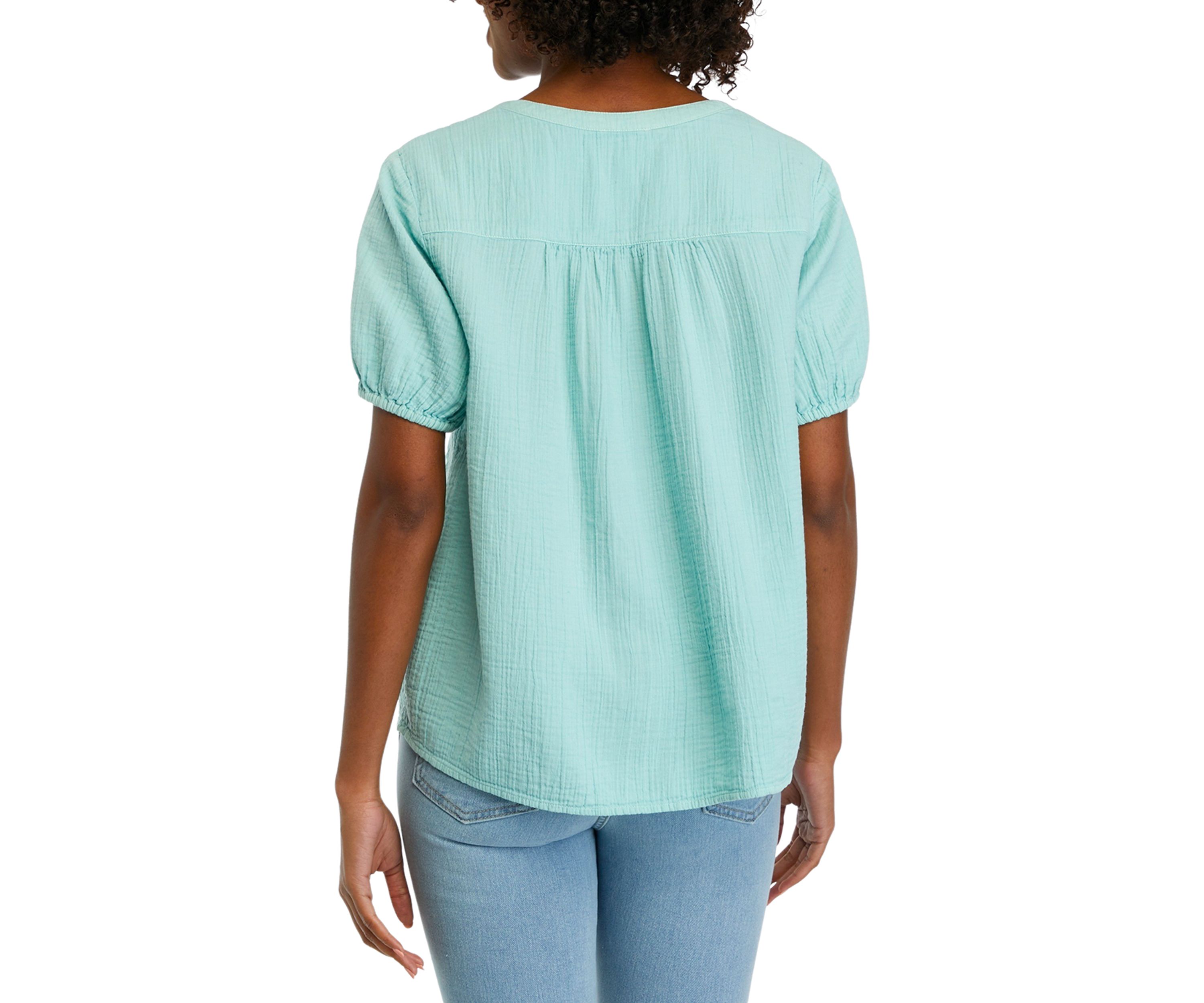 Womens Smocked Shoulder Top