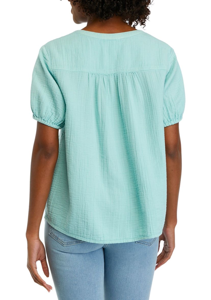 Womens Smocked Shoulder Top