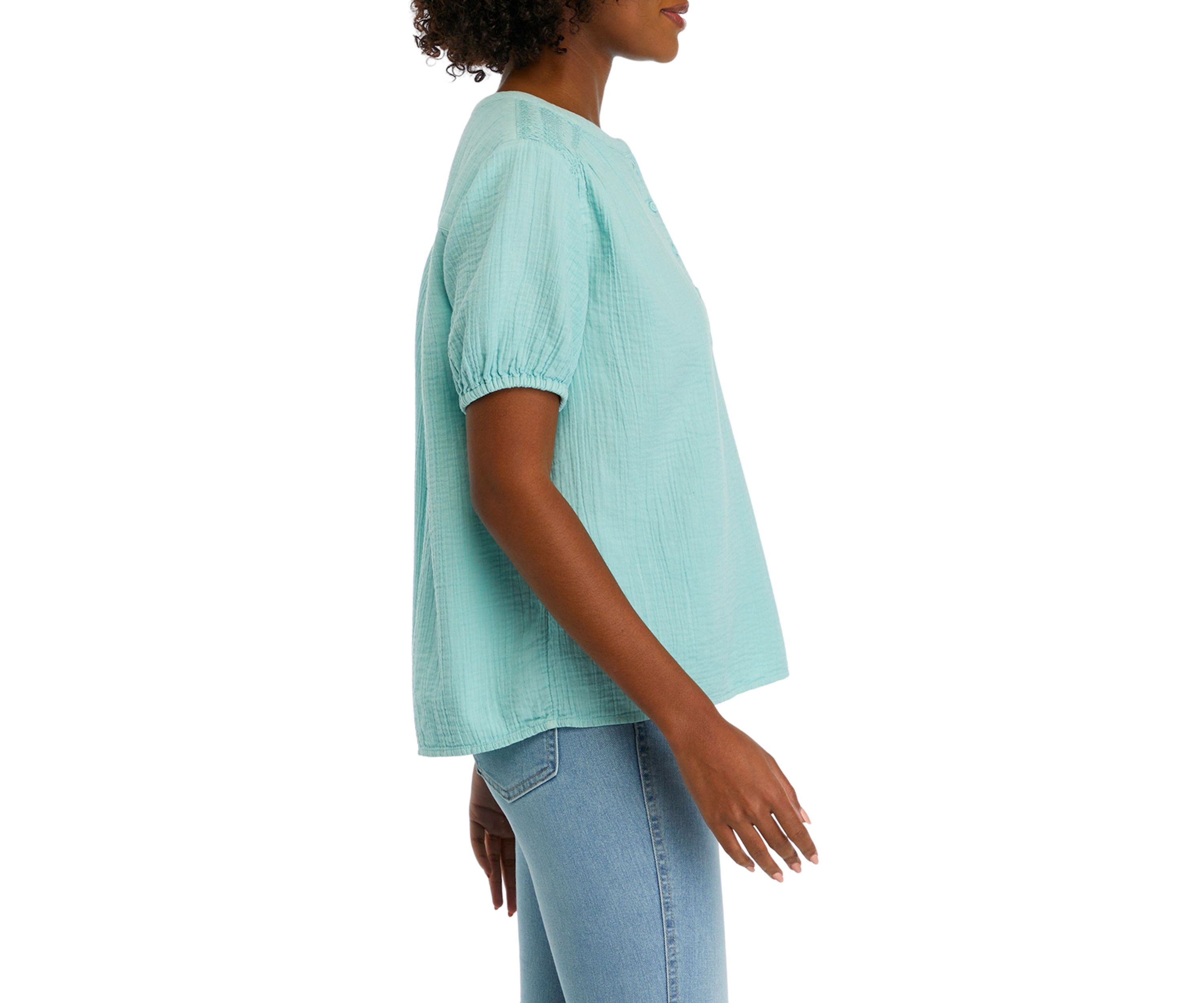 Womens Smocked Shoulder Top