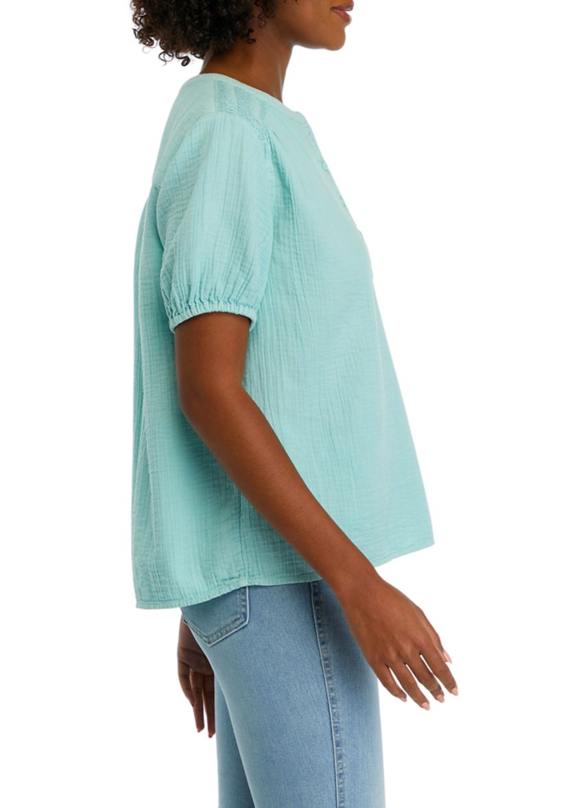 Womens Smocked Shoulder Top