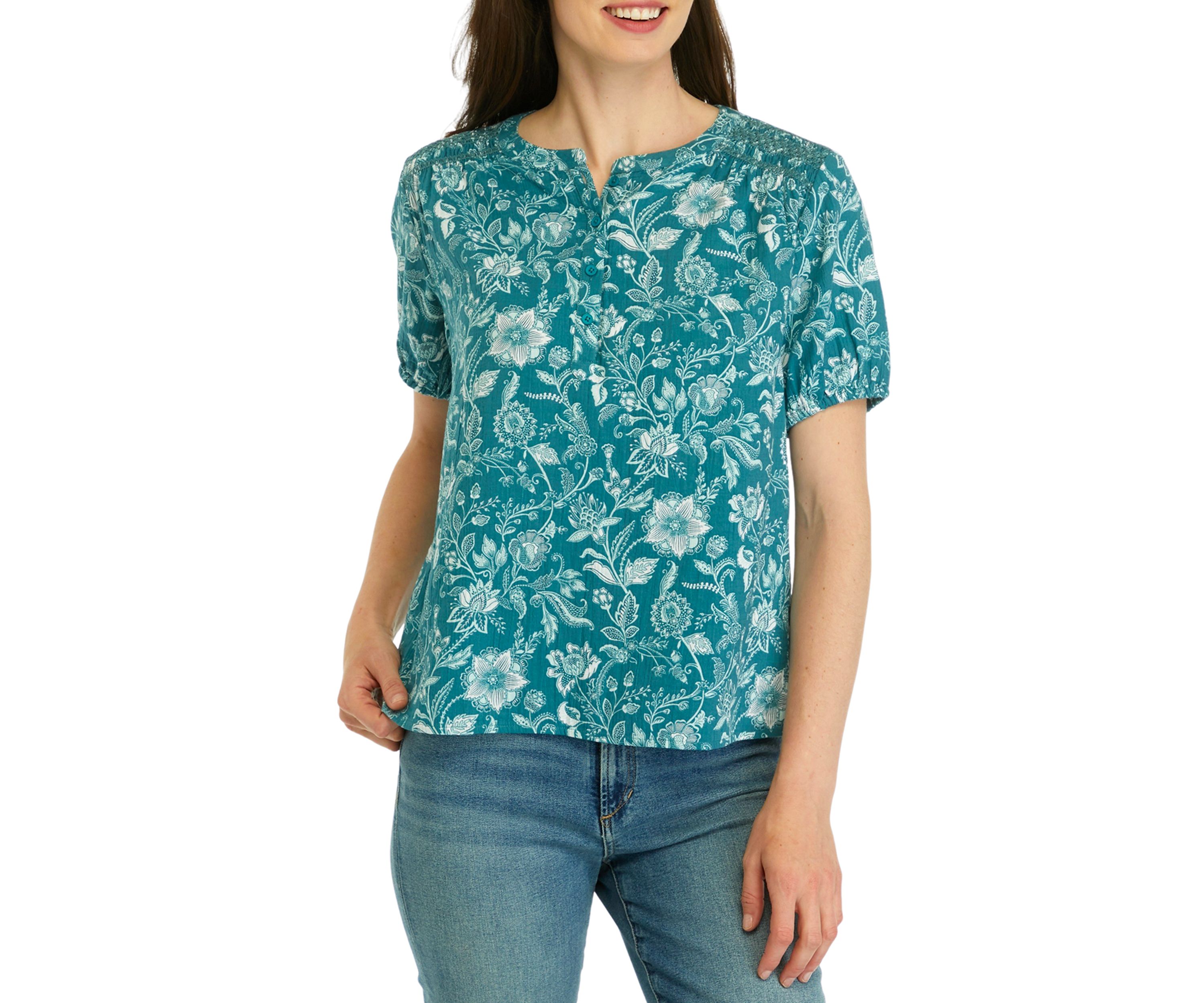 Womens Smocked Shoulder Top