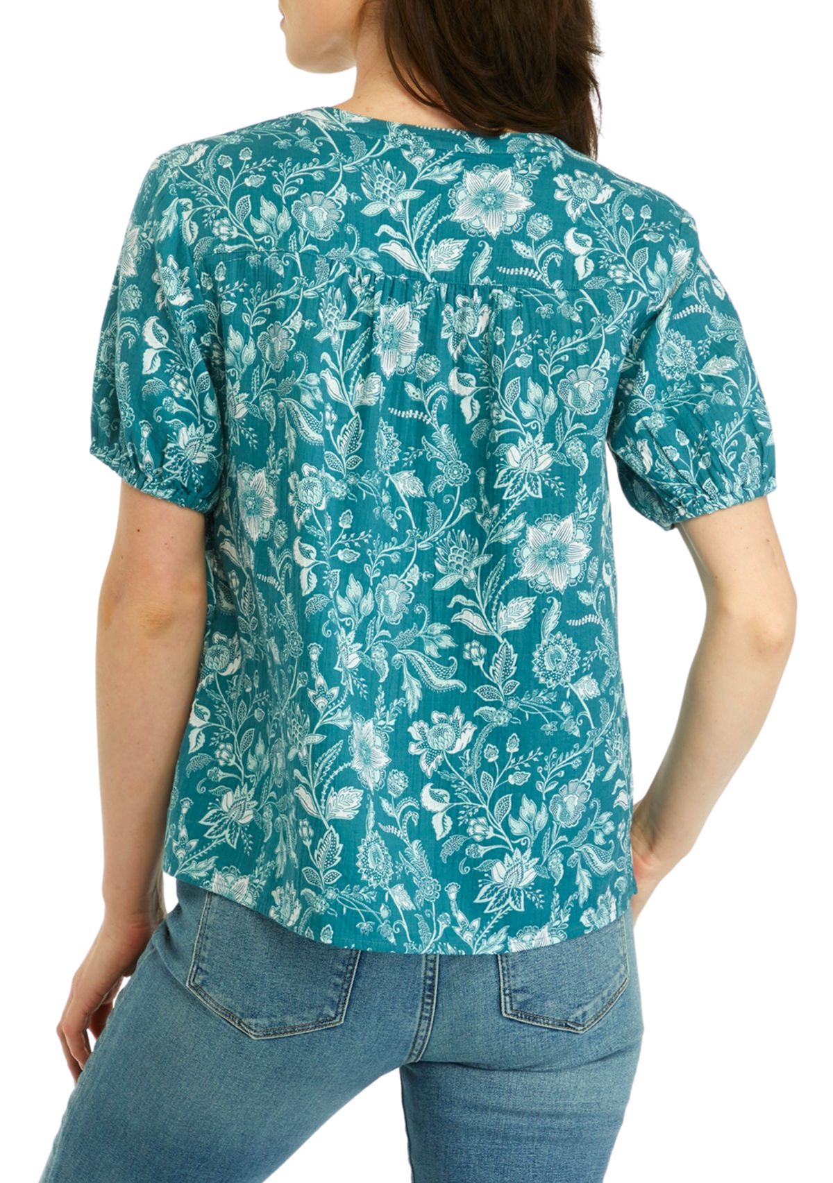 Womens Smocked Shoulder Top