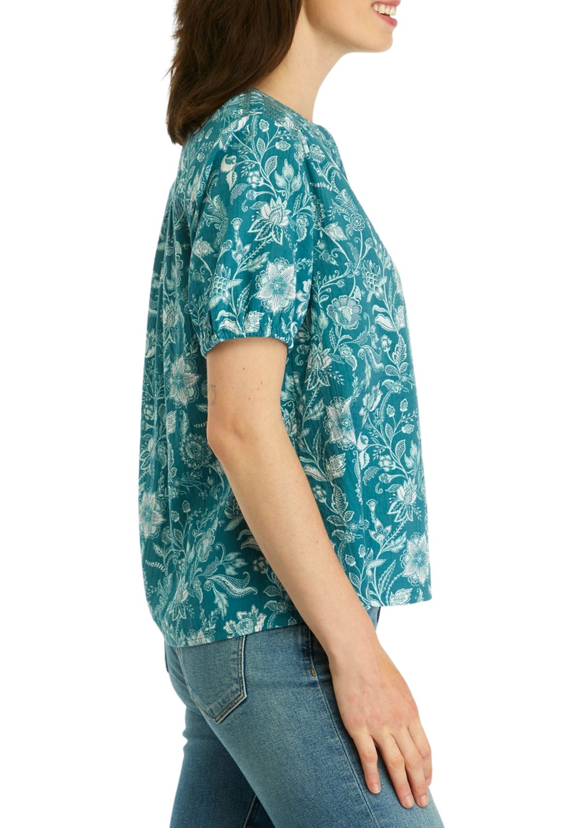 Womens Smocked Shoulder Top