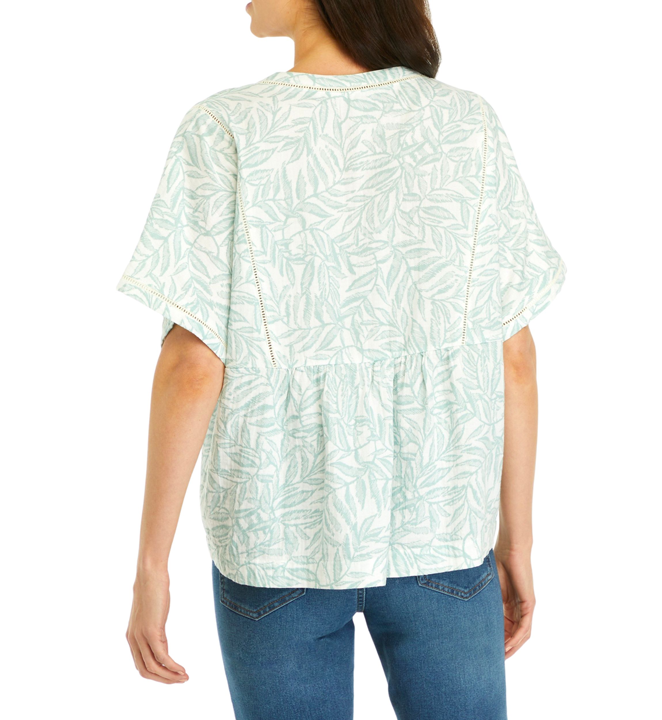 Womens Relaxed Gauze Peasant Top