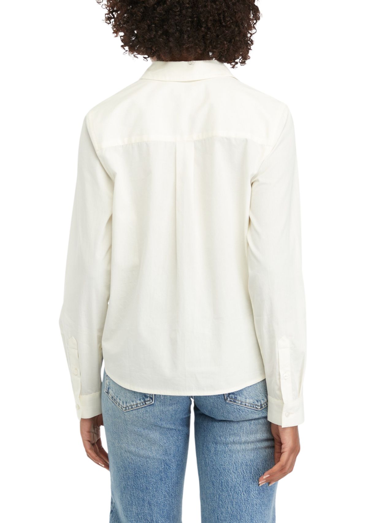 Womens Solid Classic Button Down Shirt