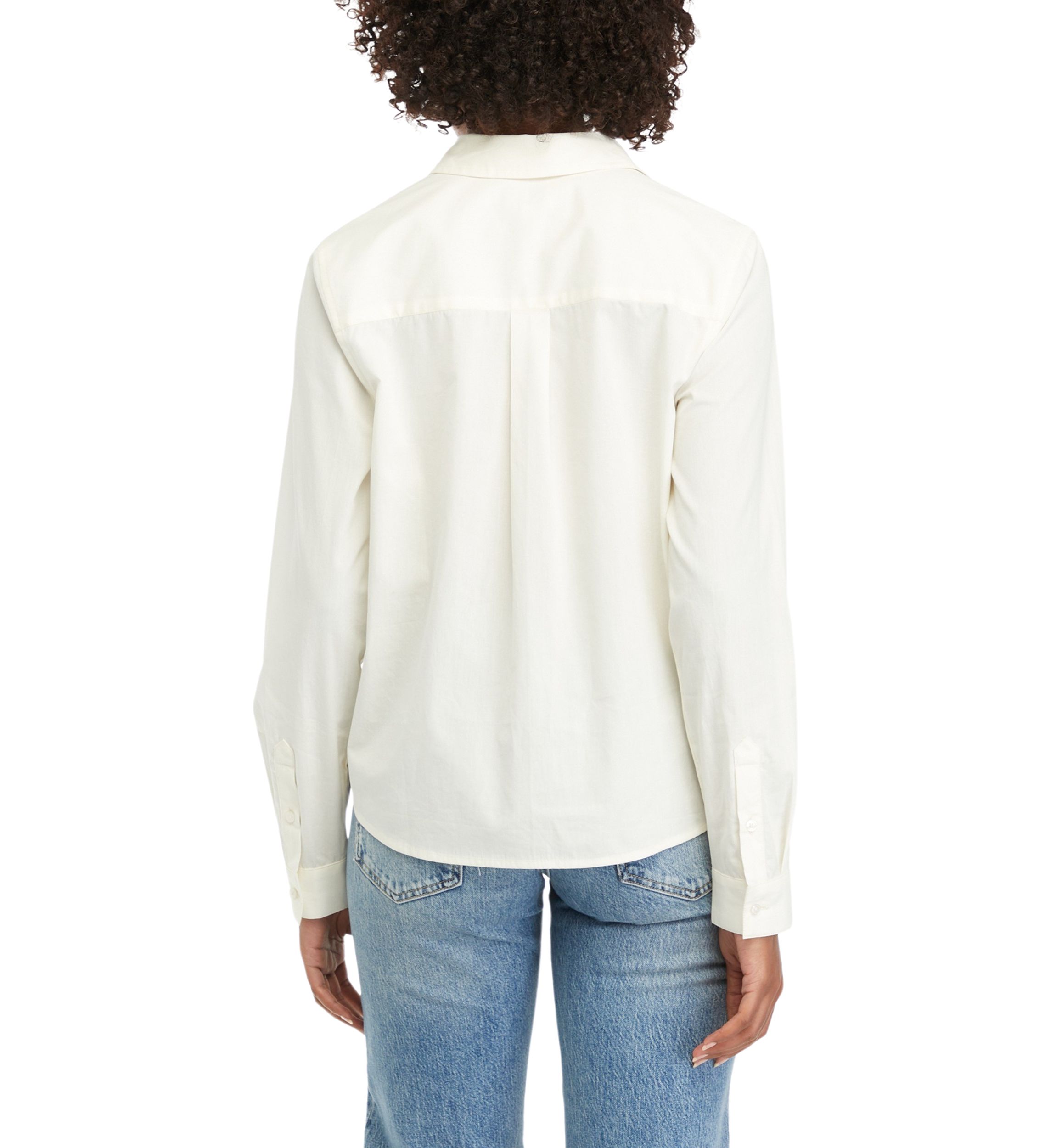 Womens Solid Classic Button Down Shirt