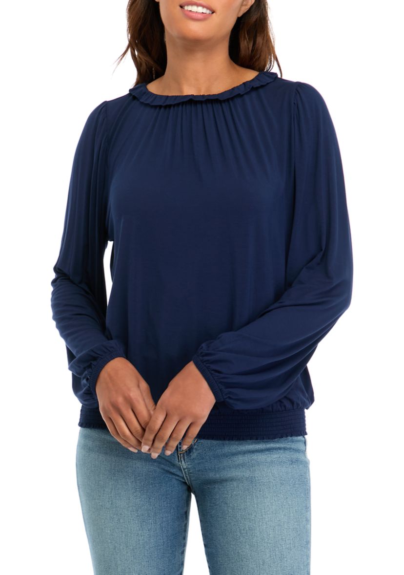 Womens Long Sleeve Banded Bottom Top