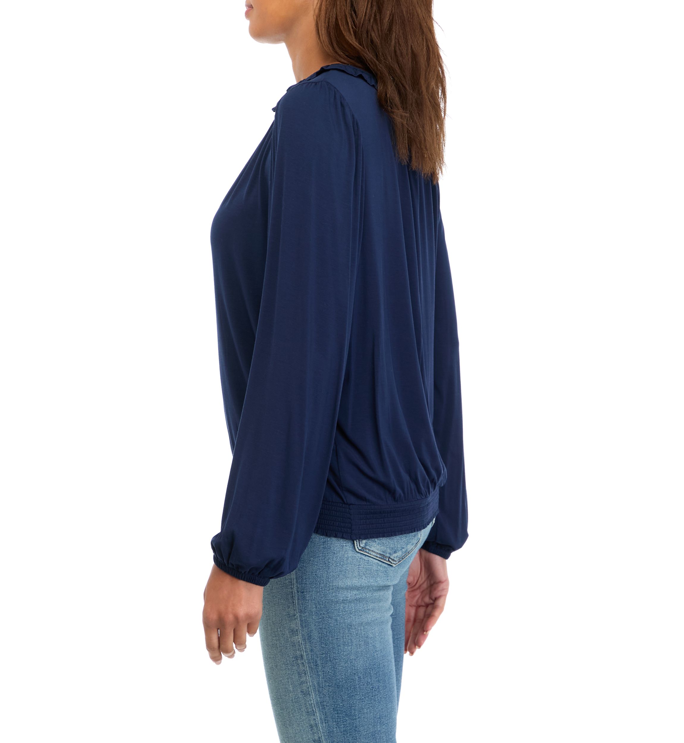 Womens Long Sleeve Banded Bottom Top