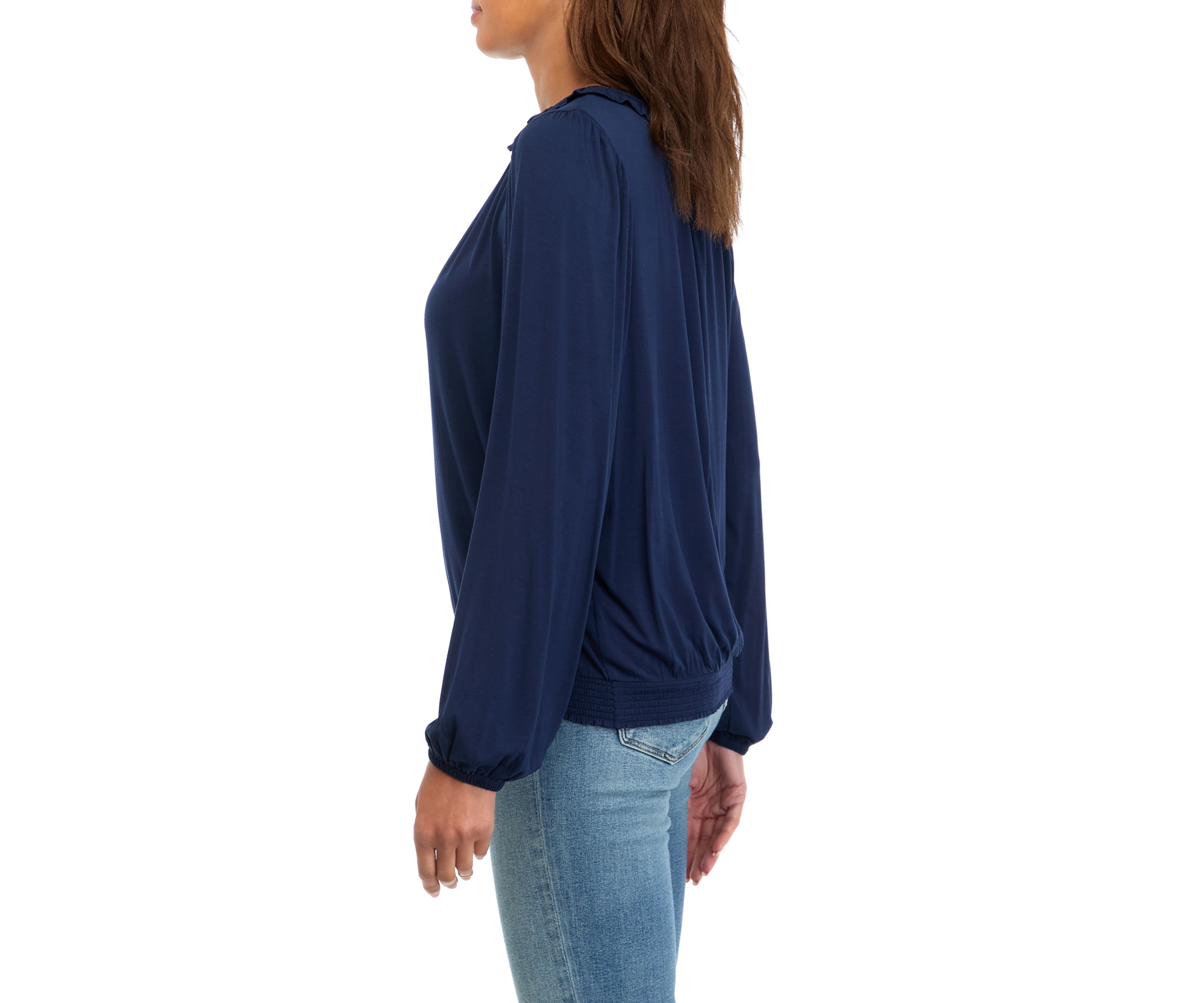 Womens Long Sleeve Banded Bottom Top