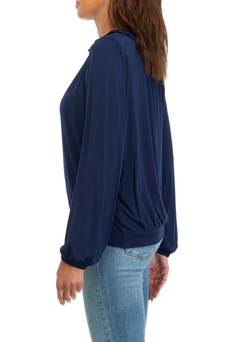 Womens Long Sleeve Banded Bottom Top