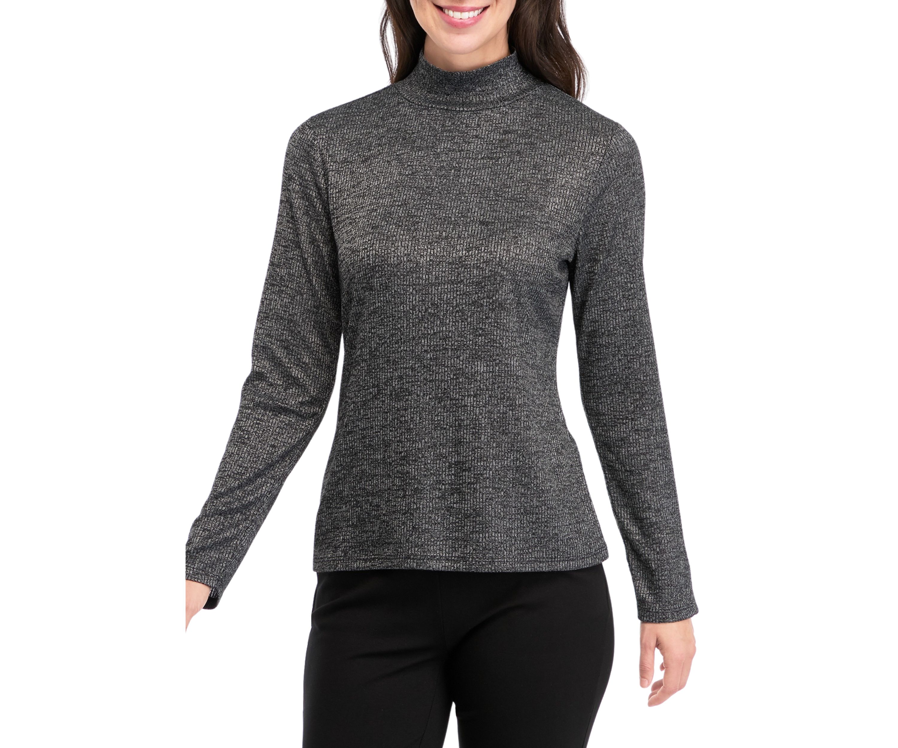 Womens Long Sleeve Ribbed Mock Neck  Sweater 