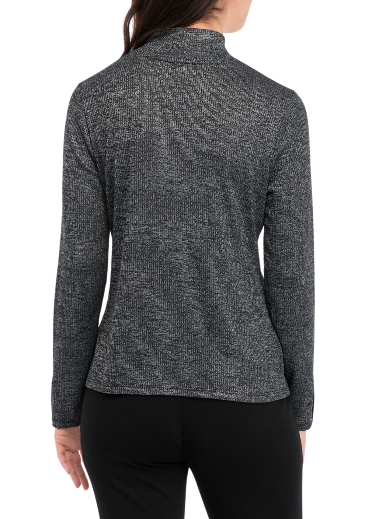Womens Long Sleeve Ribbed Mock Neck  Sweater 