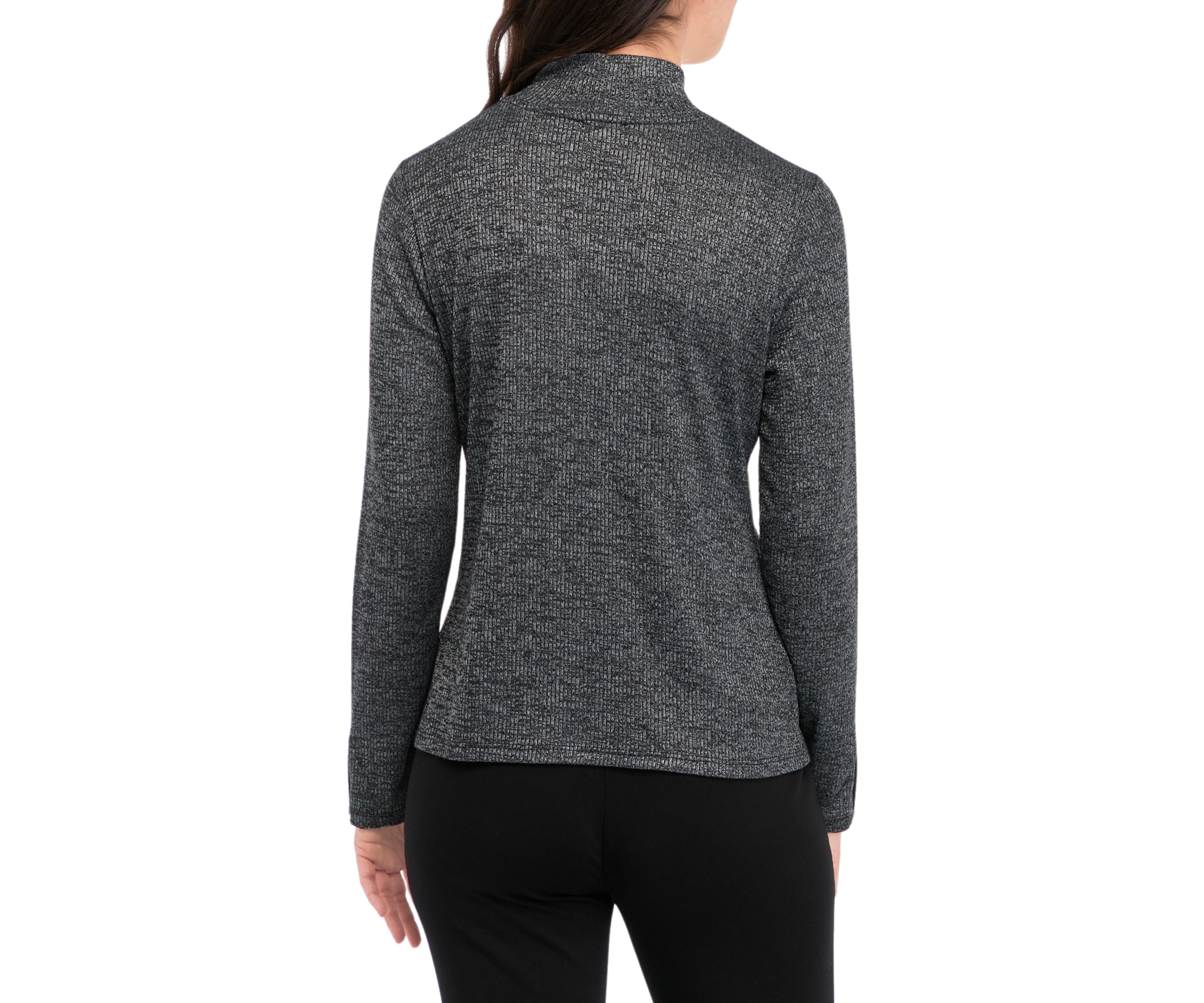 Womens Long Sleeve Ribbed Mock Neck  Sweater 