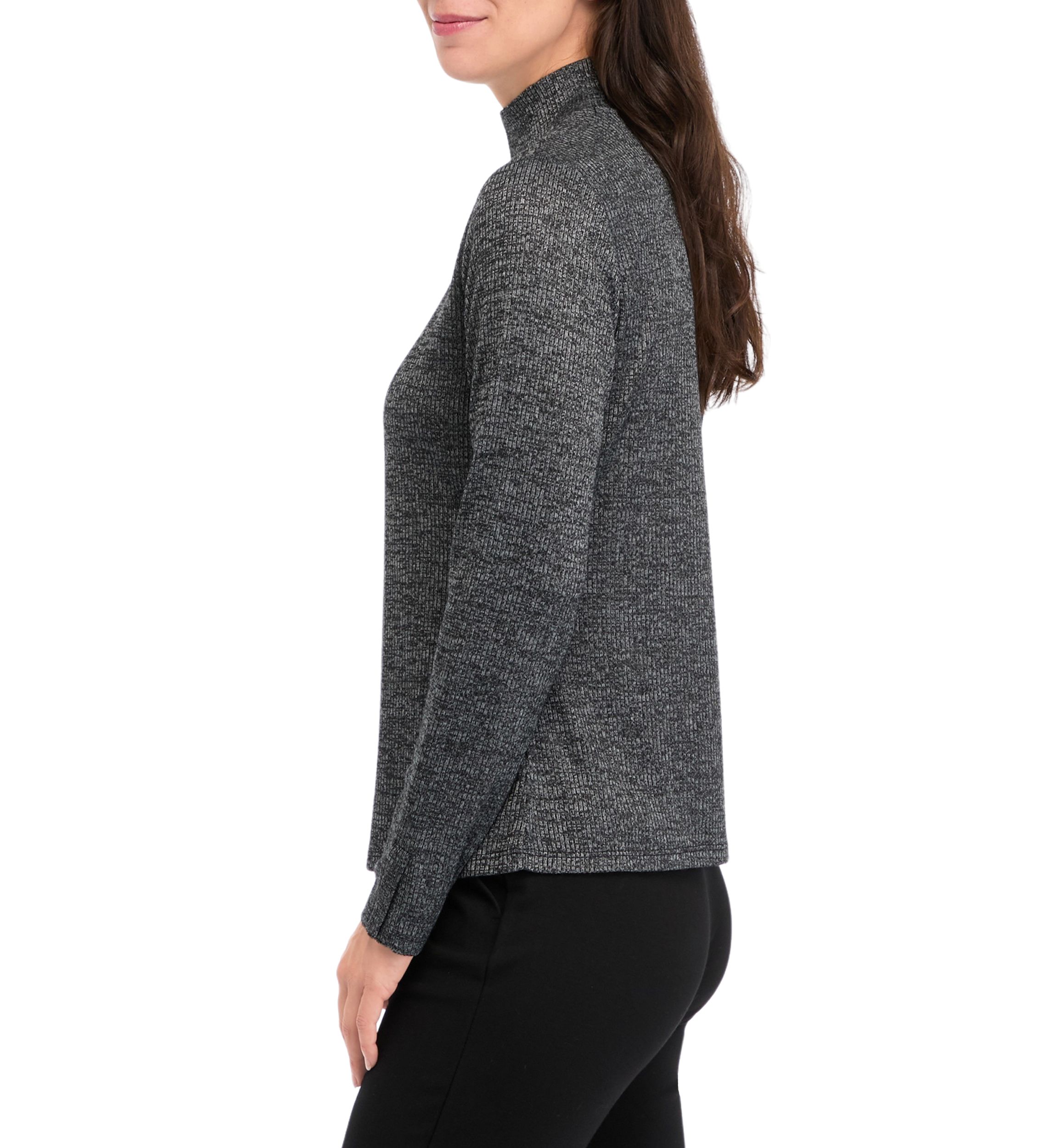 Womens Long Sleeve Ribbed Mock Neck  Sweater 