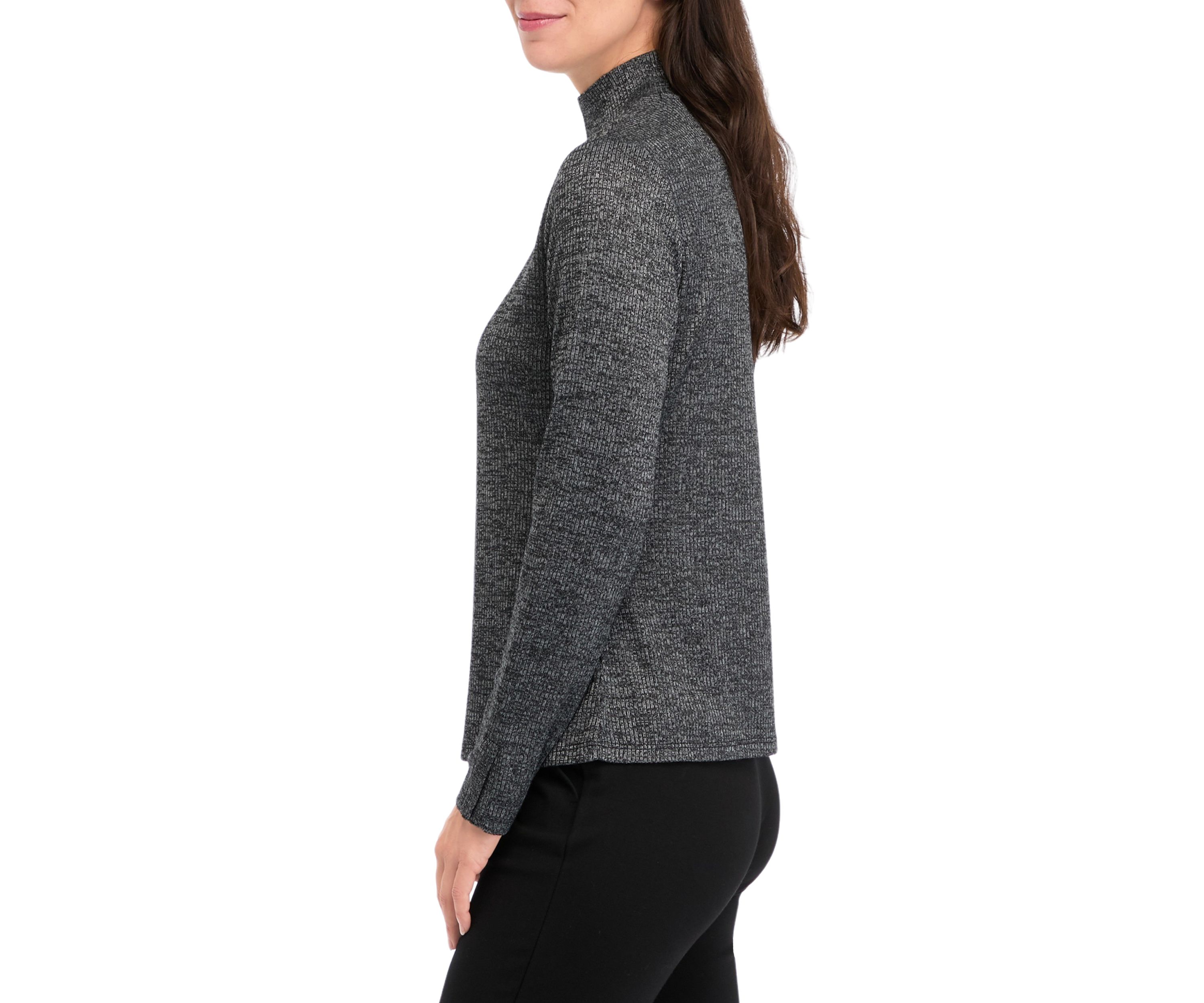Womens Long Sleeve Ribbed Mock Neck  Sweater 