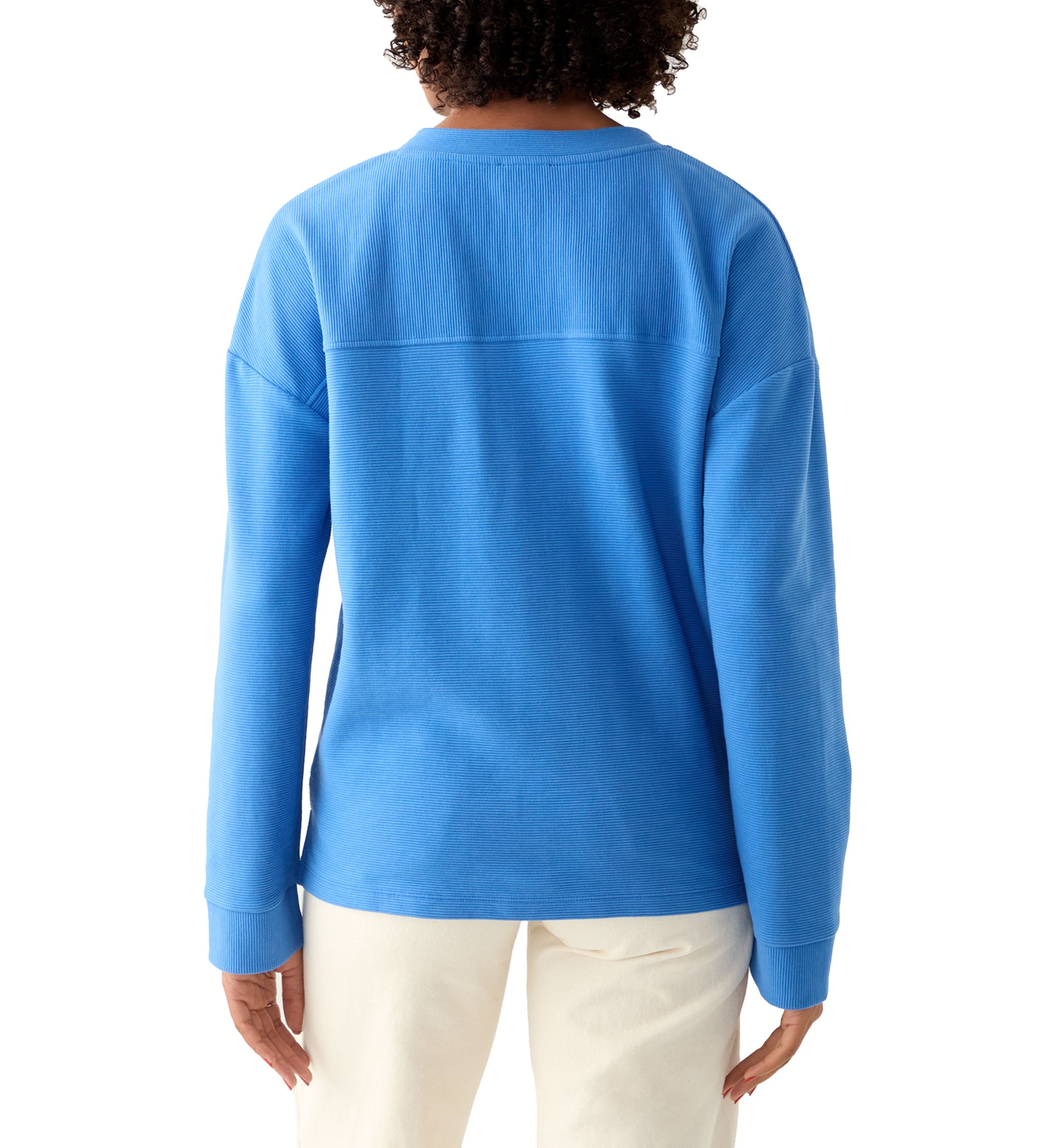 Womens Long Sleeve Ottoman Split Neck T-Shirt